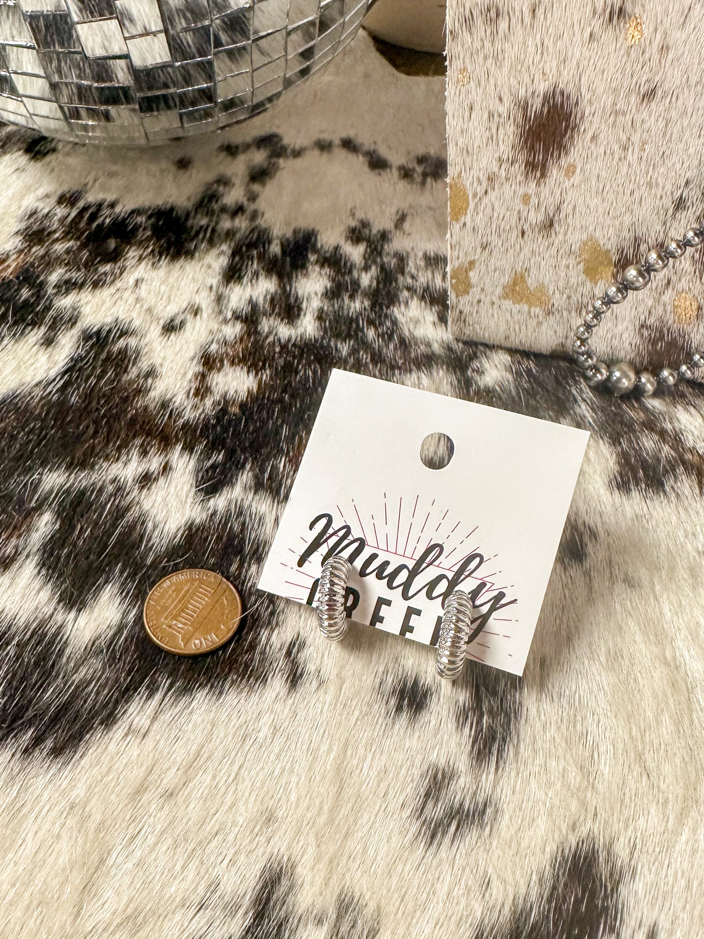 Juney Silver Hoops: White Gold Dipped