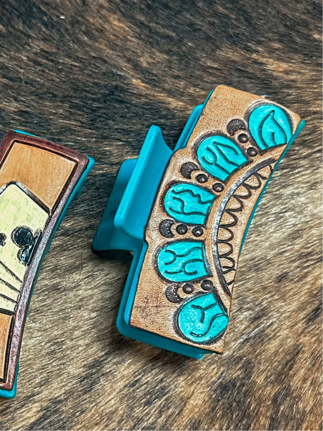 Turquoise Blossom Stone Claw Clip