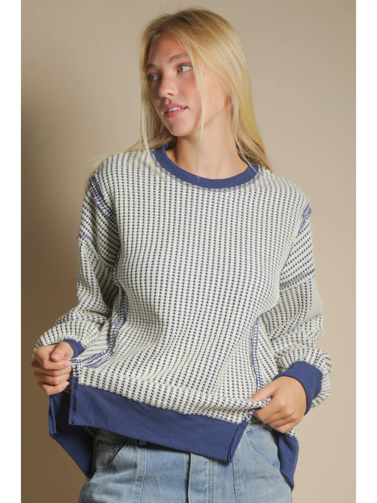 Mollie Waffle Knit Loose Fit Top
