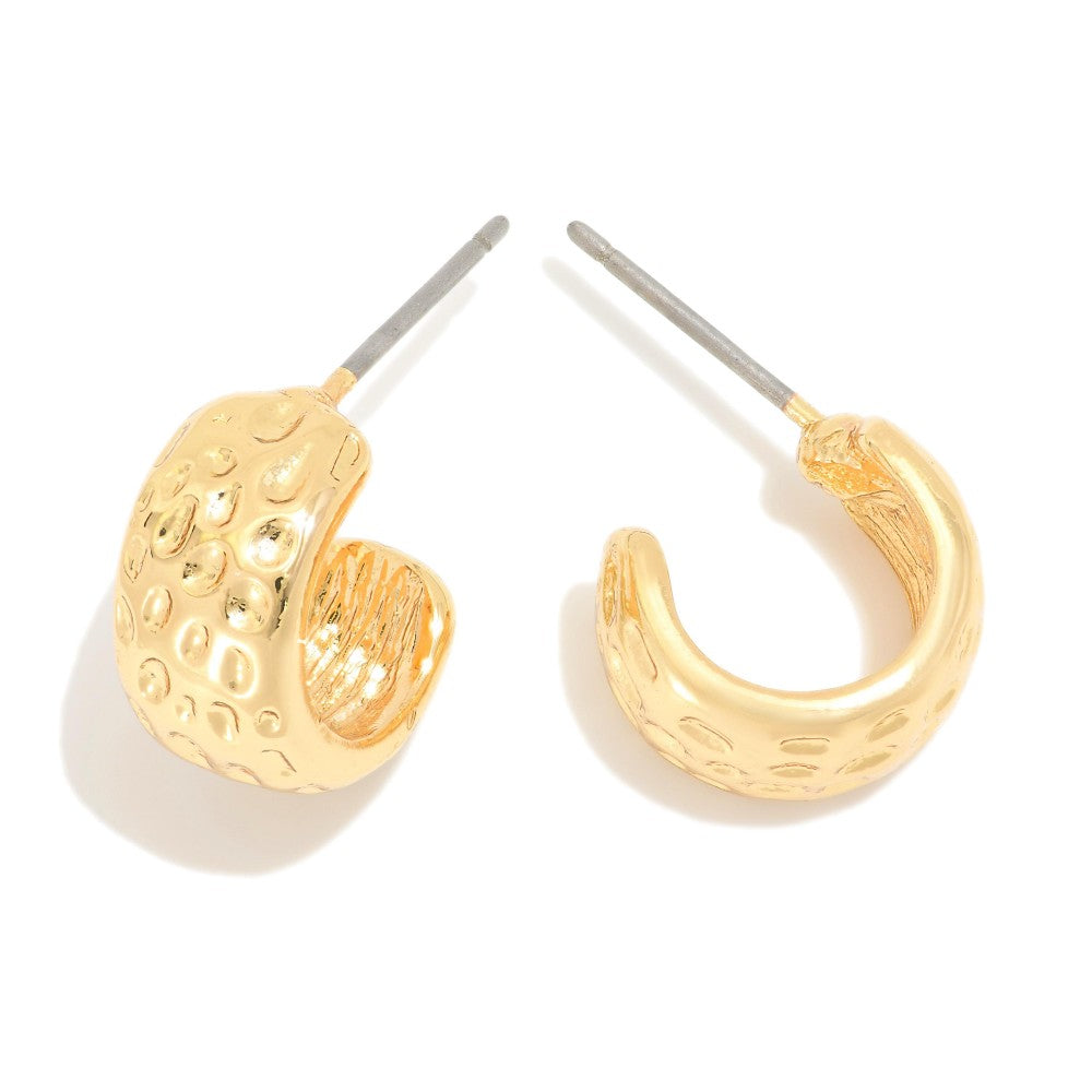 Gold Textured Metal Hoops