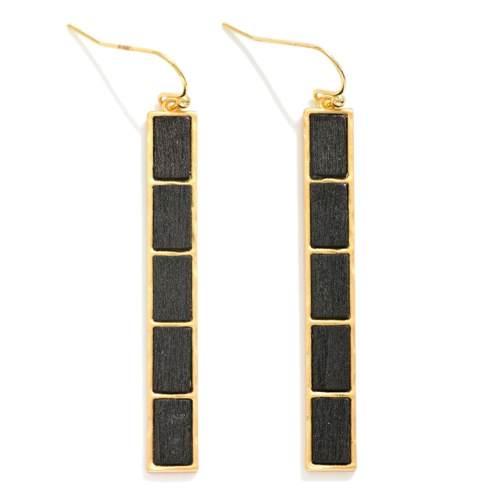 Black Rectangle Drop Earring