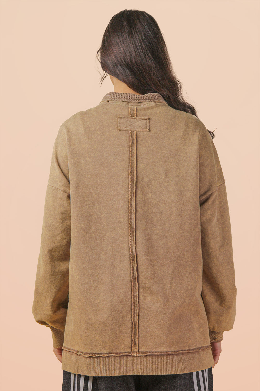 Mock Neck Mineral Washed Pullover