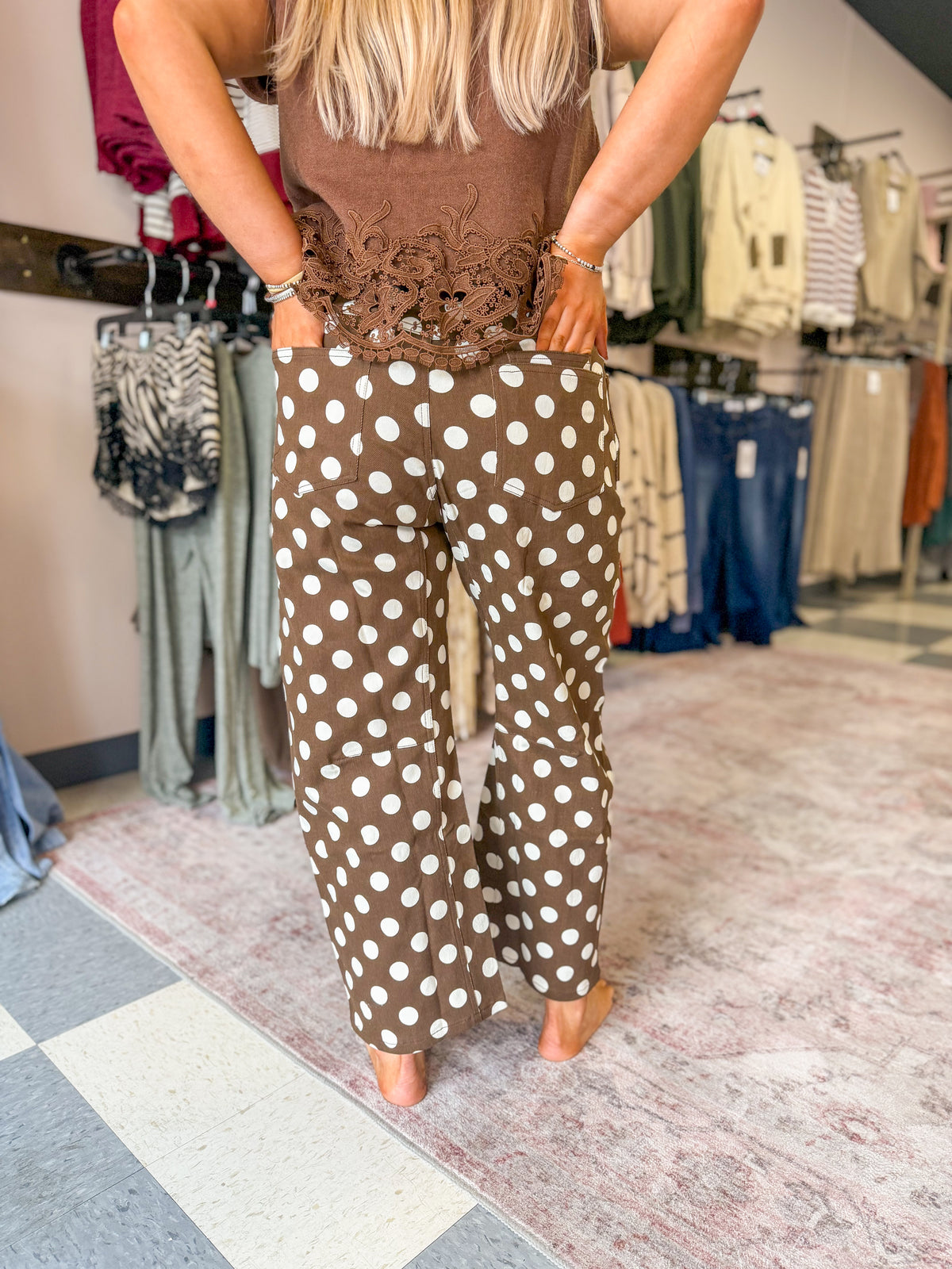 Esspresso Polka Dot Barrel Pants