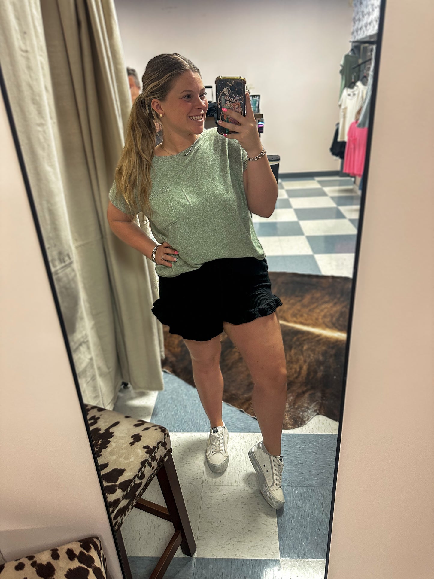 Olive Soft Melange Hacci Pocket Tee