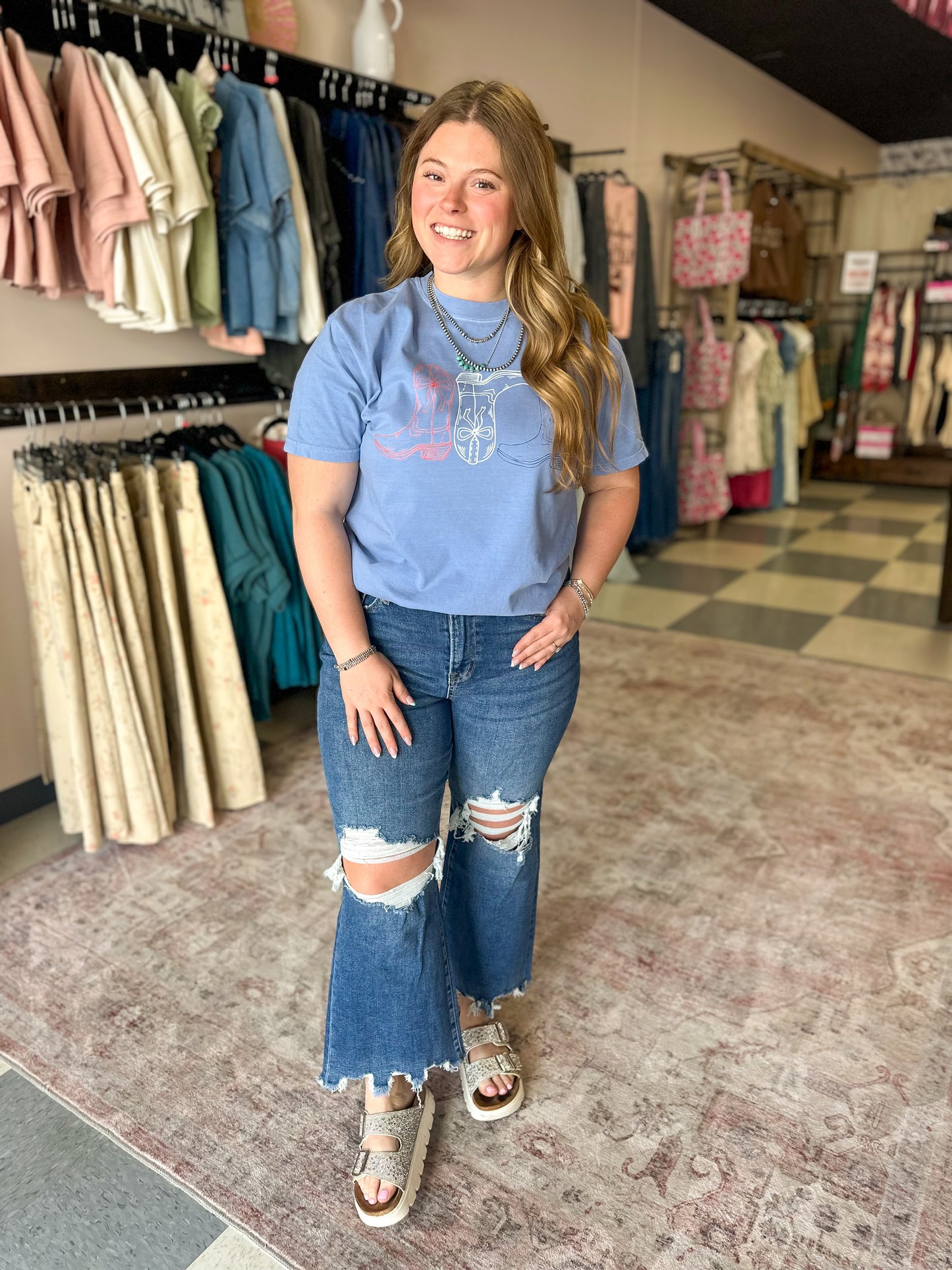 Red White and Boots Graphic Tee