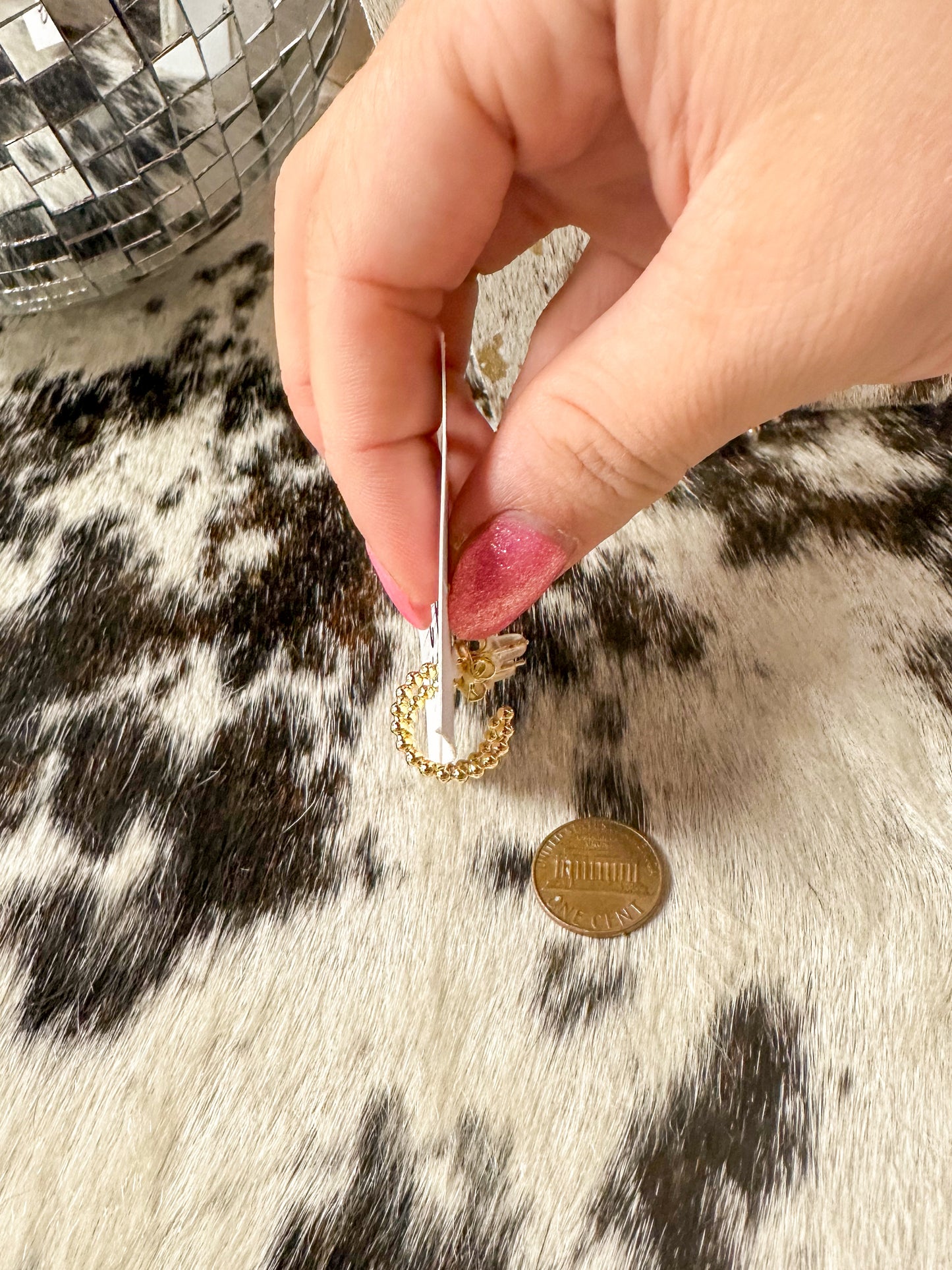 Beaded Hoop Earring-Gold Dipped