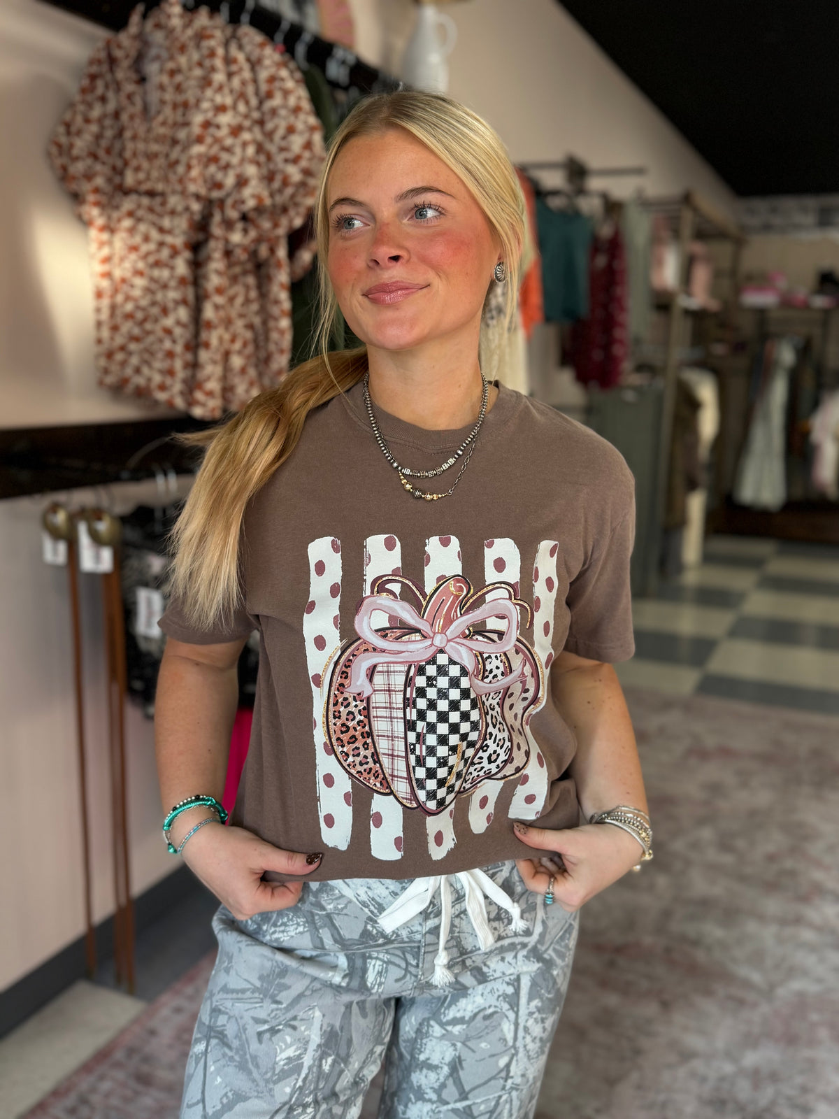 Patchwork Pumpkin Printed Graphic Tee