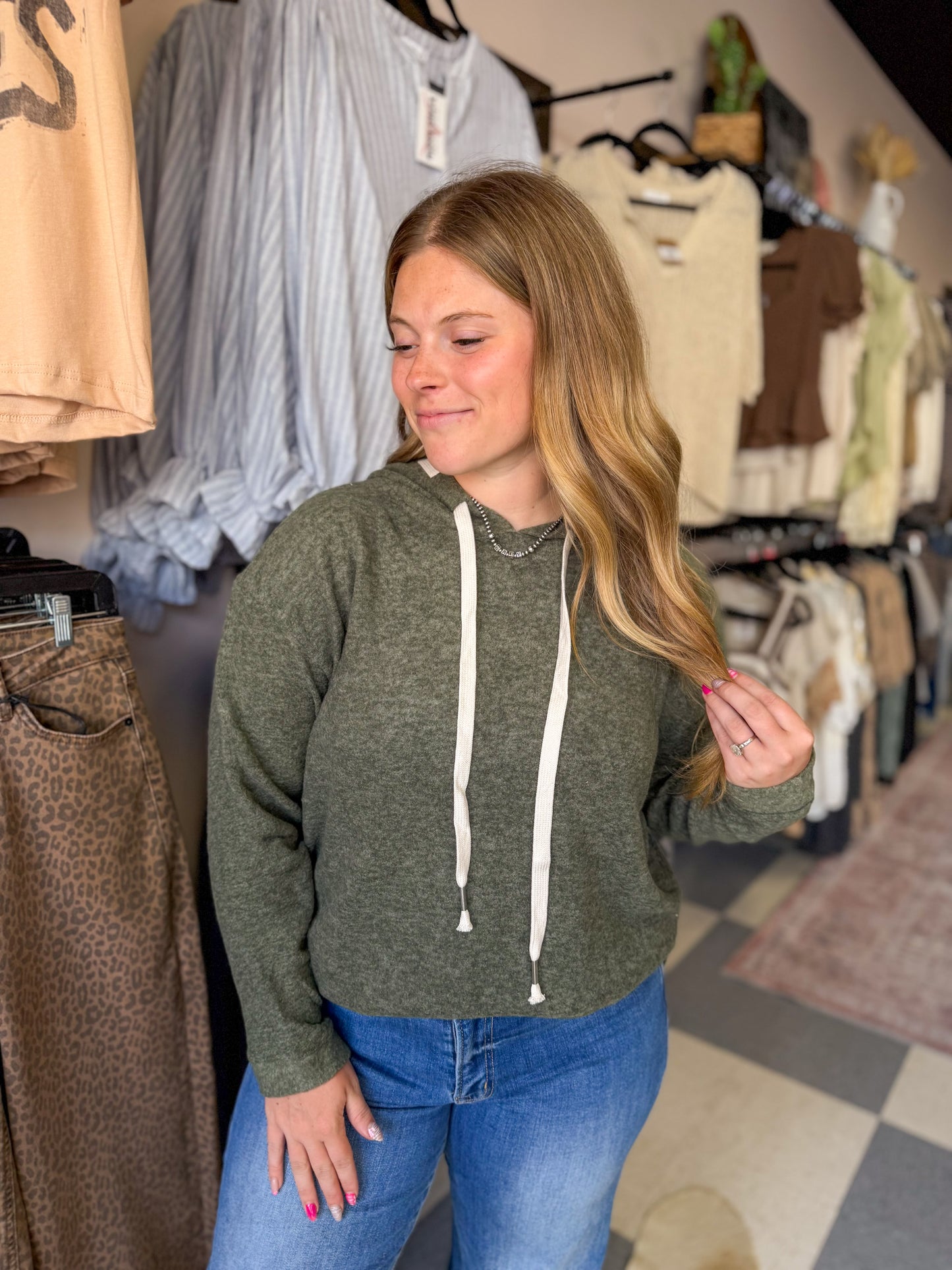 Olive Soft Brushed Hacci Hoodie
