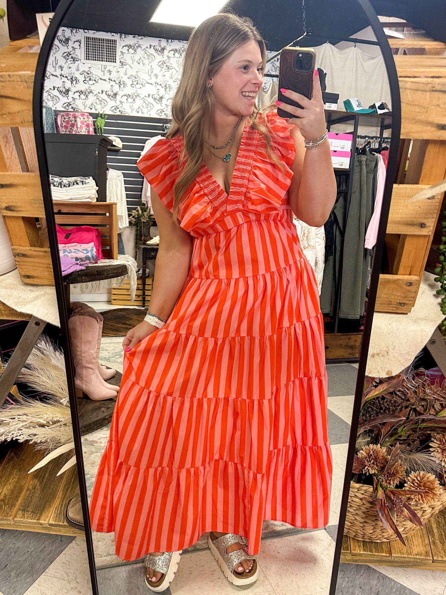 Summer Sun Striped Maxi Dress