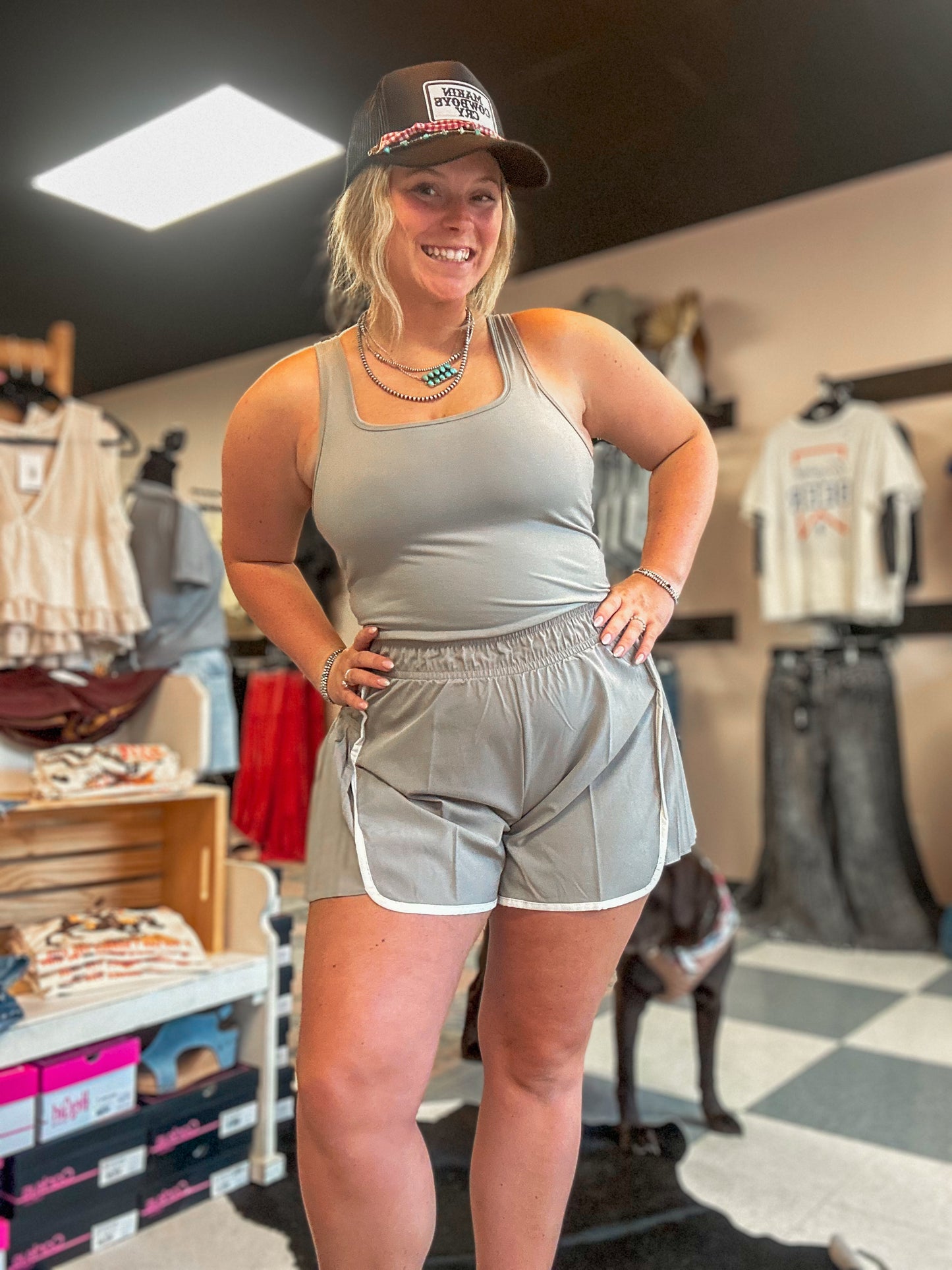 Butter Soft Tank and Shorts Runsie in Stone Taupe