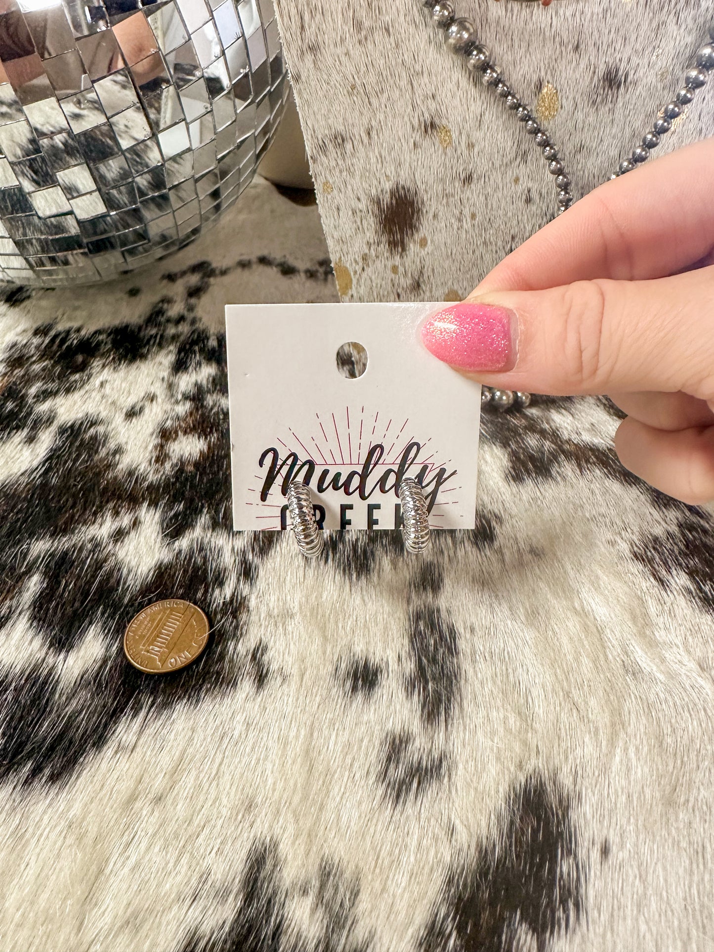Juney Silver Hoops: White Gold Dipped