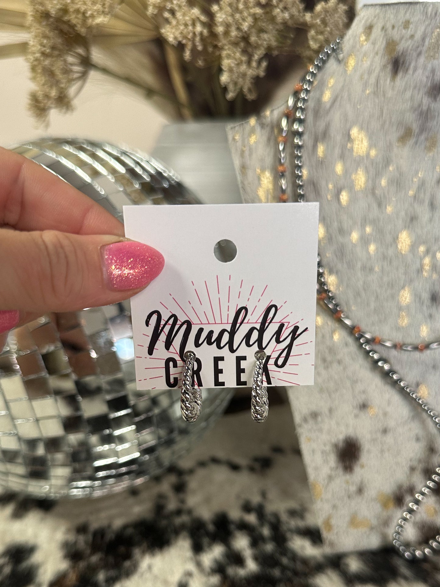 Louise Silver Hoops: White Gold Dipped