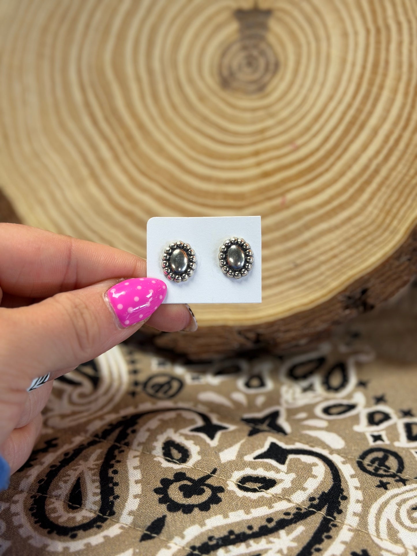 Oval Beaded Concho Studs