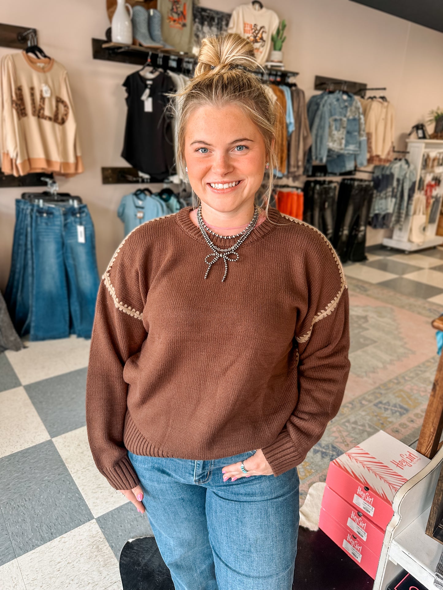 Chocolate Round Neck Sweater