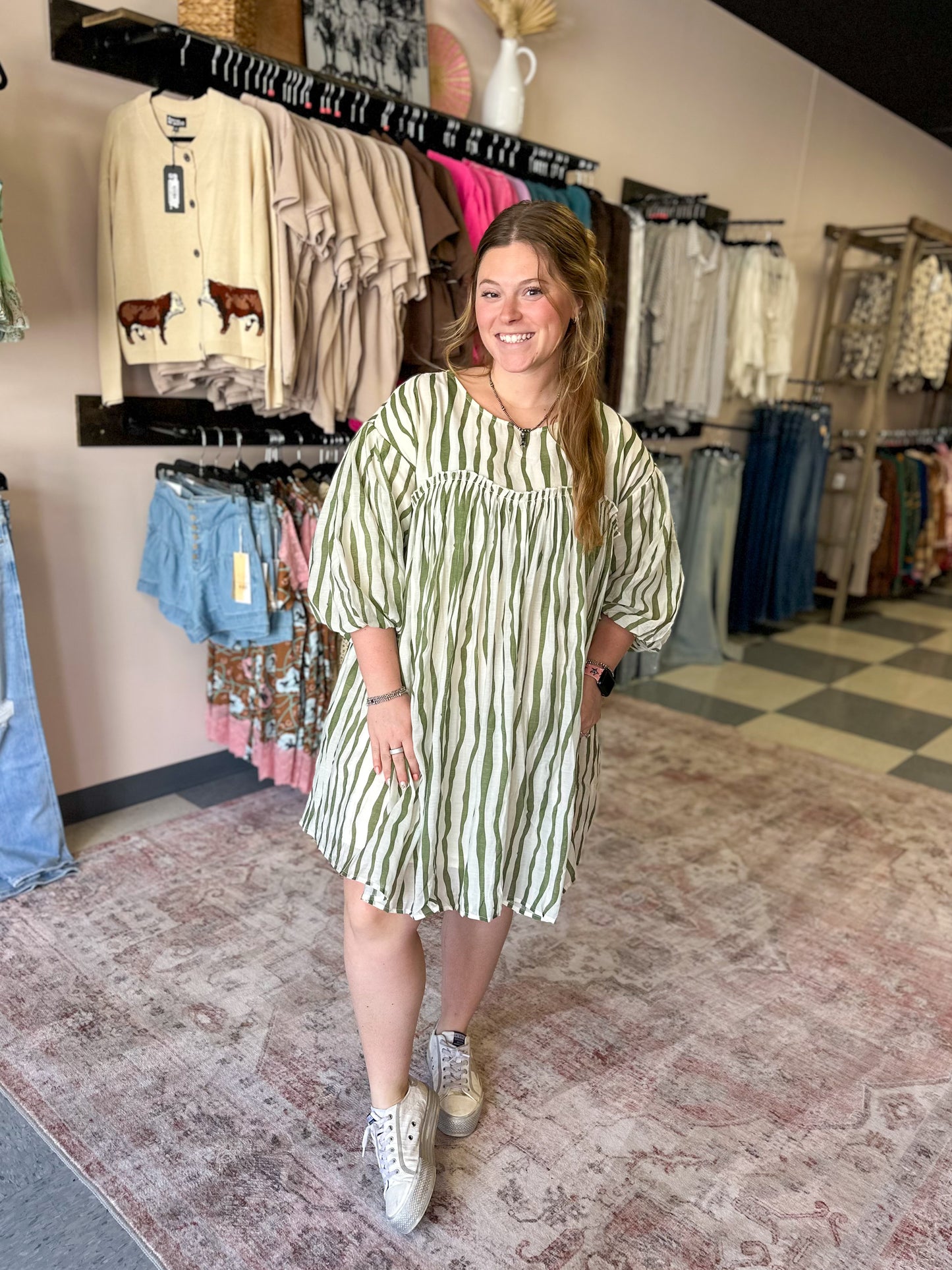 Oversized Stripe Babydoll Dress