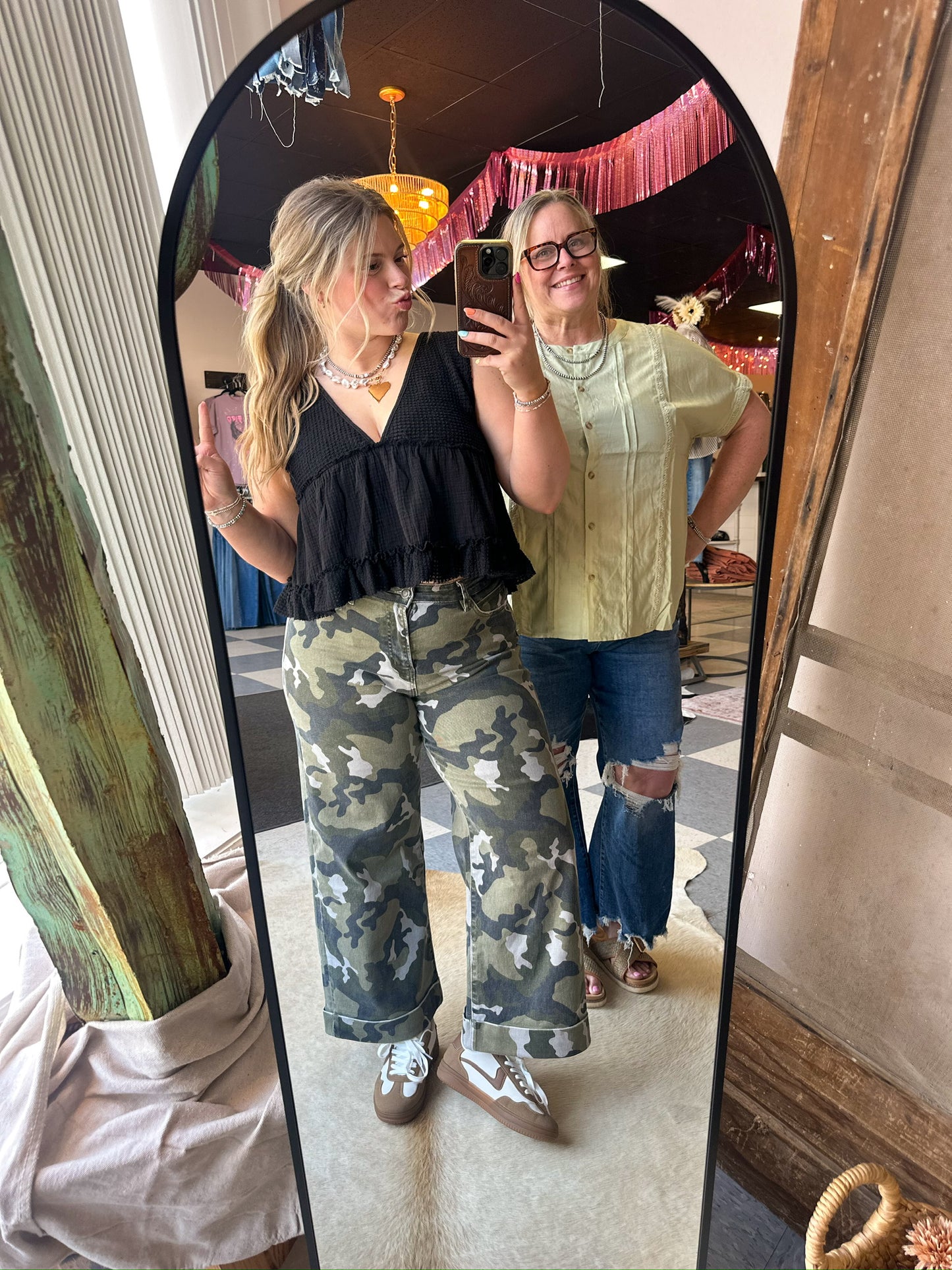 Mica: High-Rise Wide Leg Camo Jeans