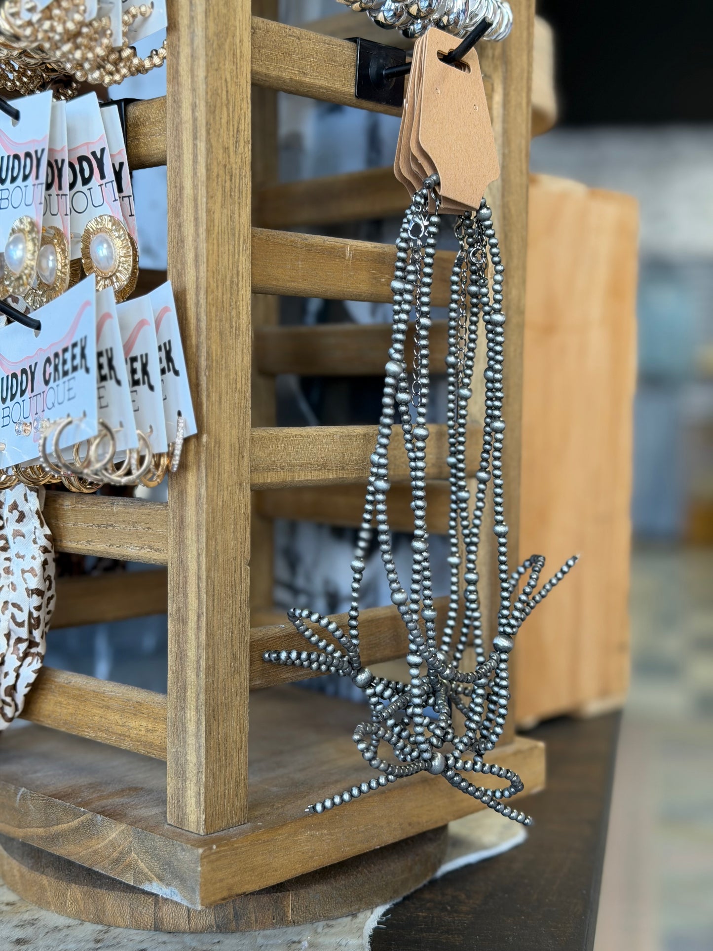 Faux Navajo Pearl Bow Necklace