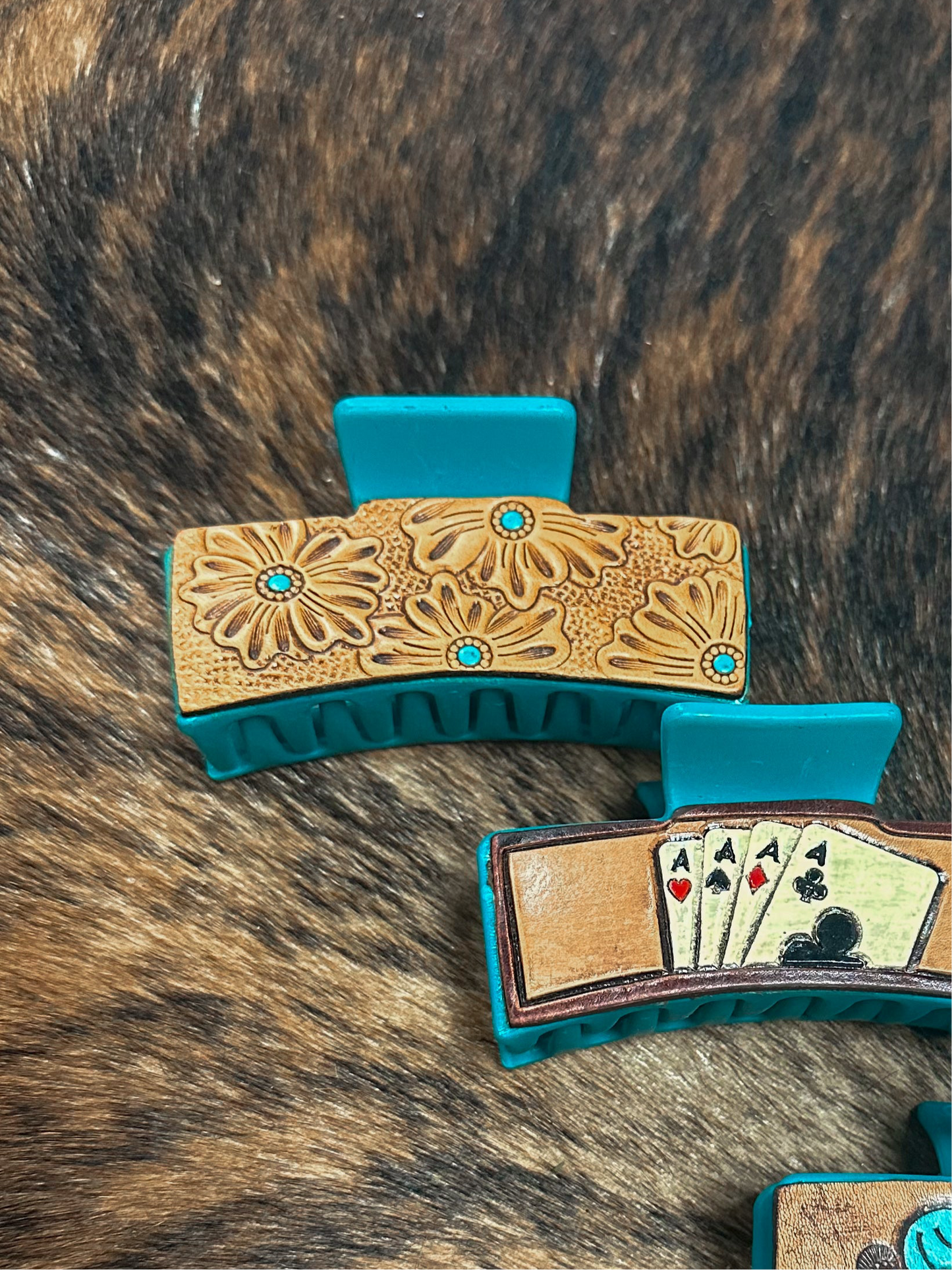 Floral Hand Tooled Claw Clip