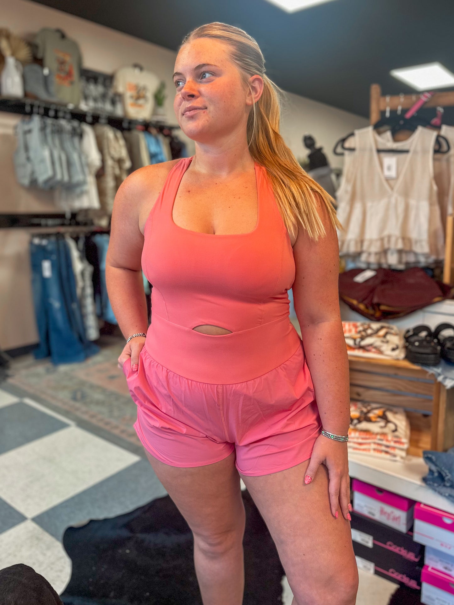 Coral Rose Active Cutout Runsie