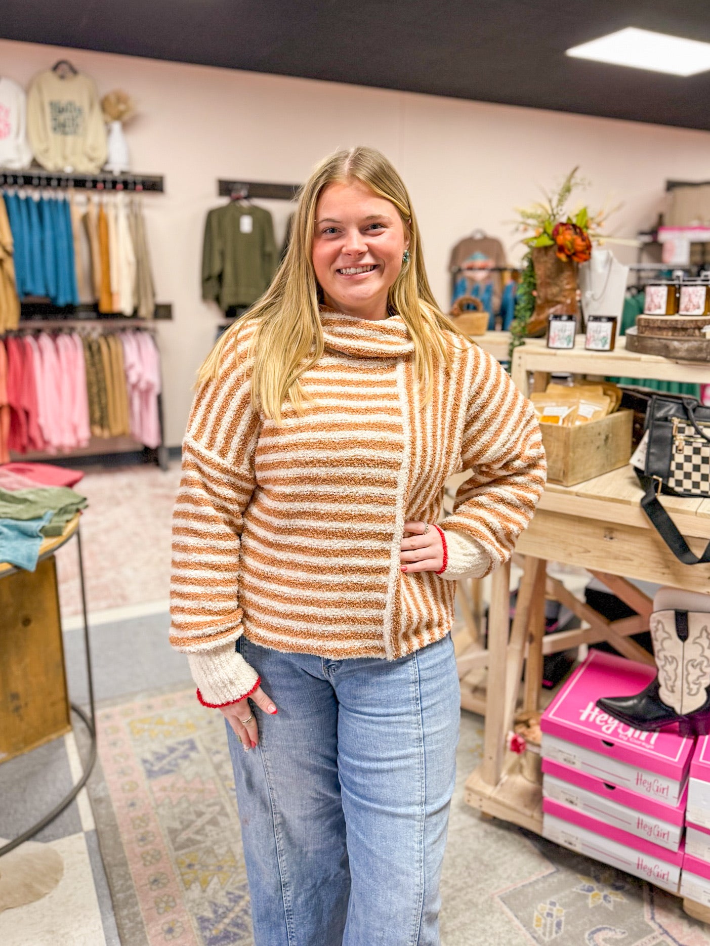 Sweater Weather Stripe Mock Neck