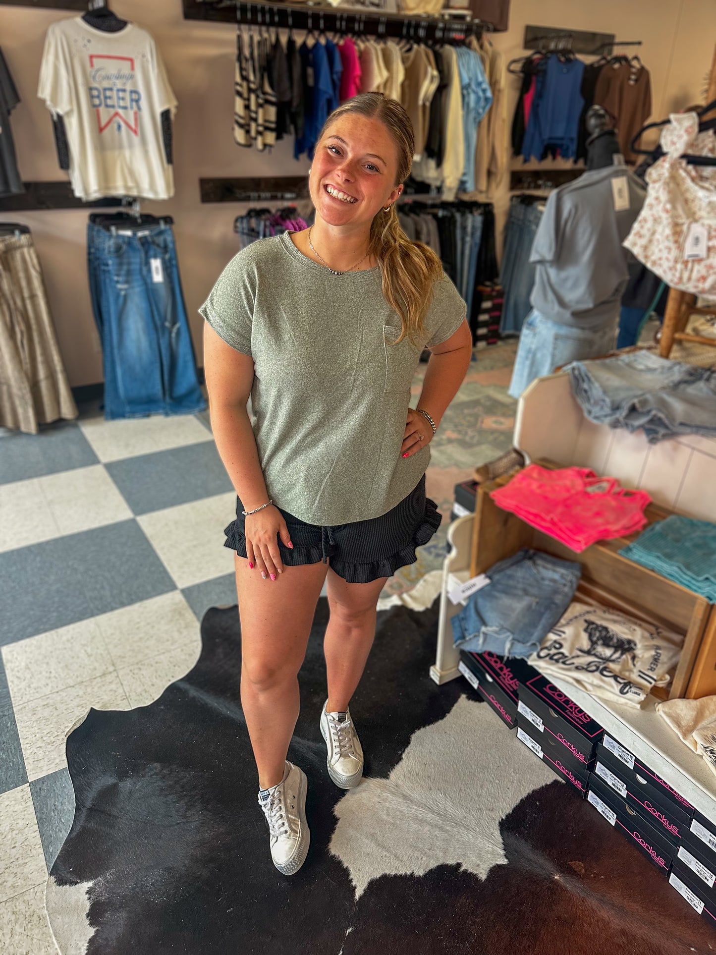 Ribbed Ruffled Shorts