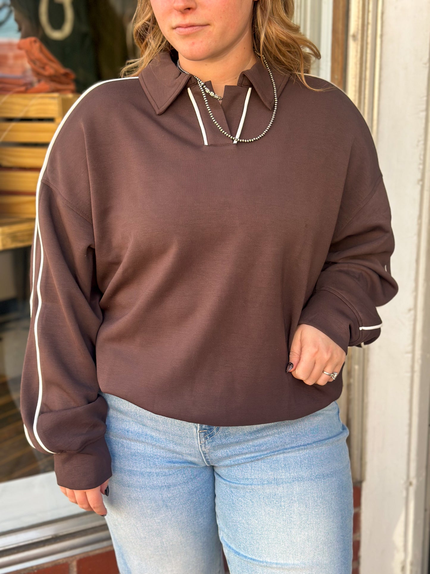 Chocolate Brown Polo Top