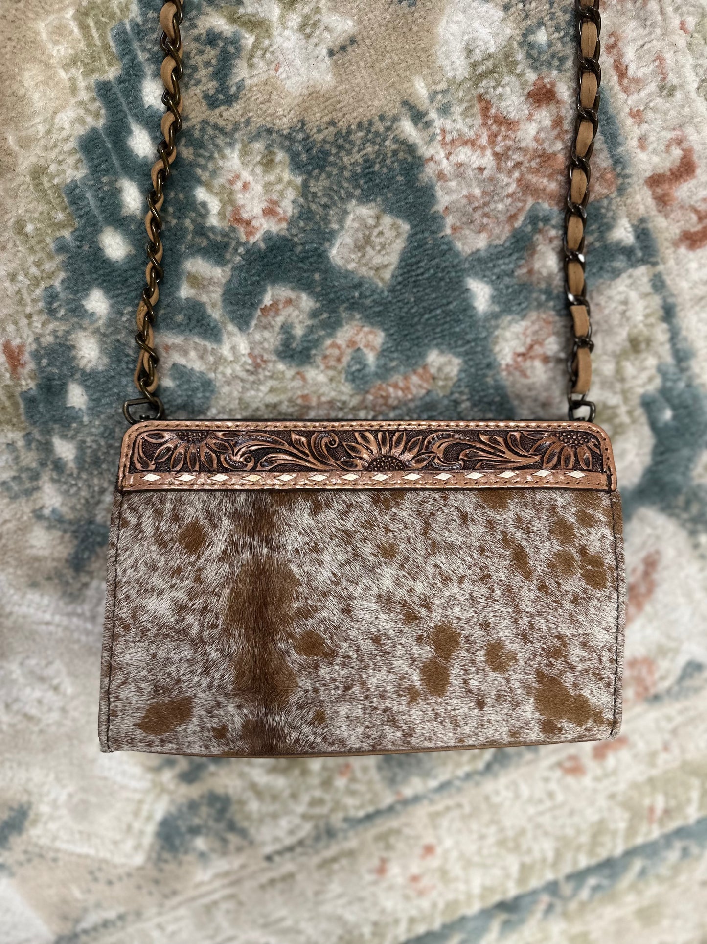 The Laredo: Authentic Cowhide Leather Tooled Crossbody