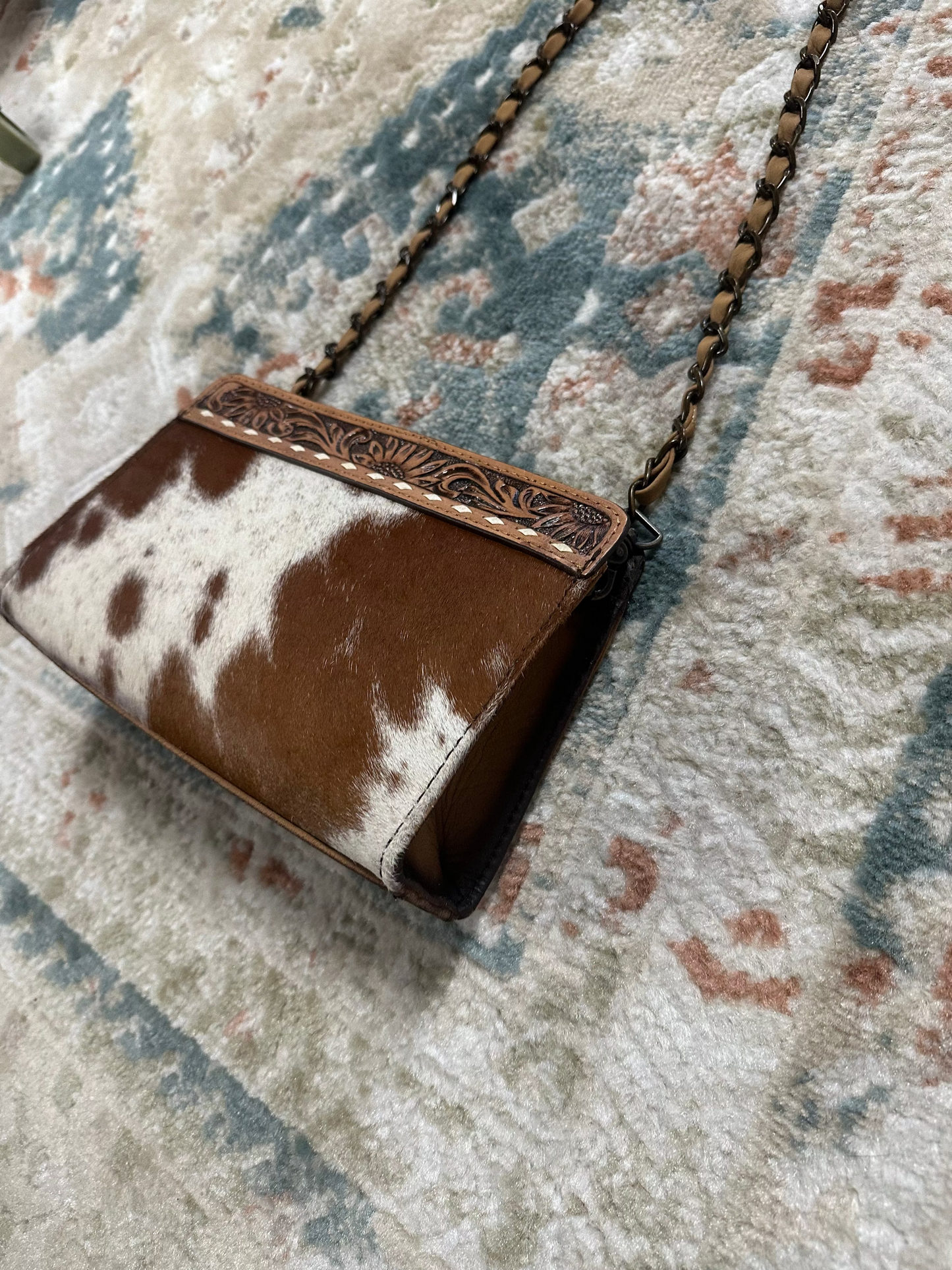The Laredo: Authentic Cowhide Leather Tooled Crossbody