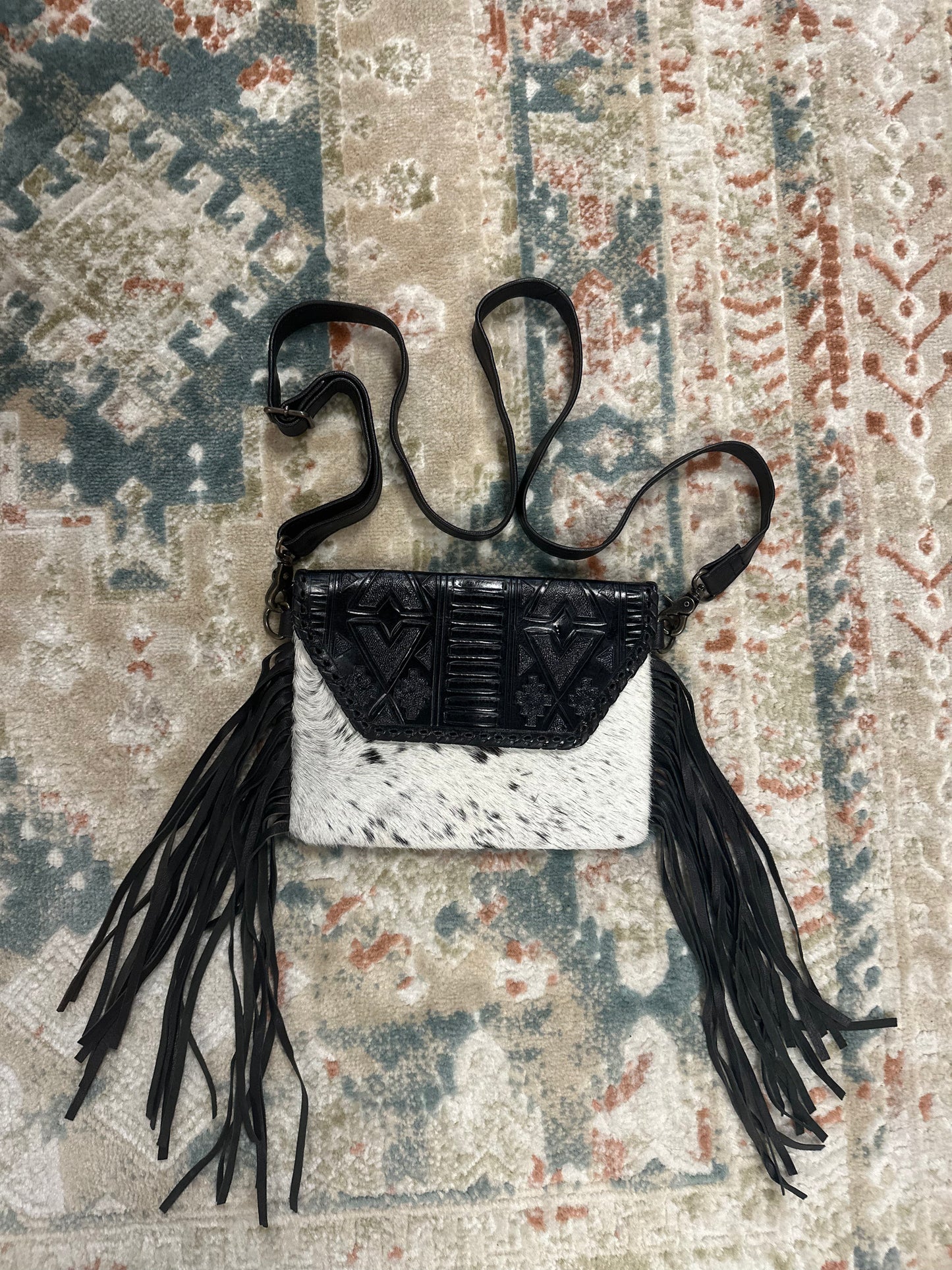 Dark Horse Cowhide Fringe Purse