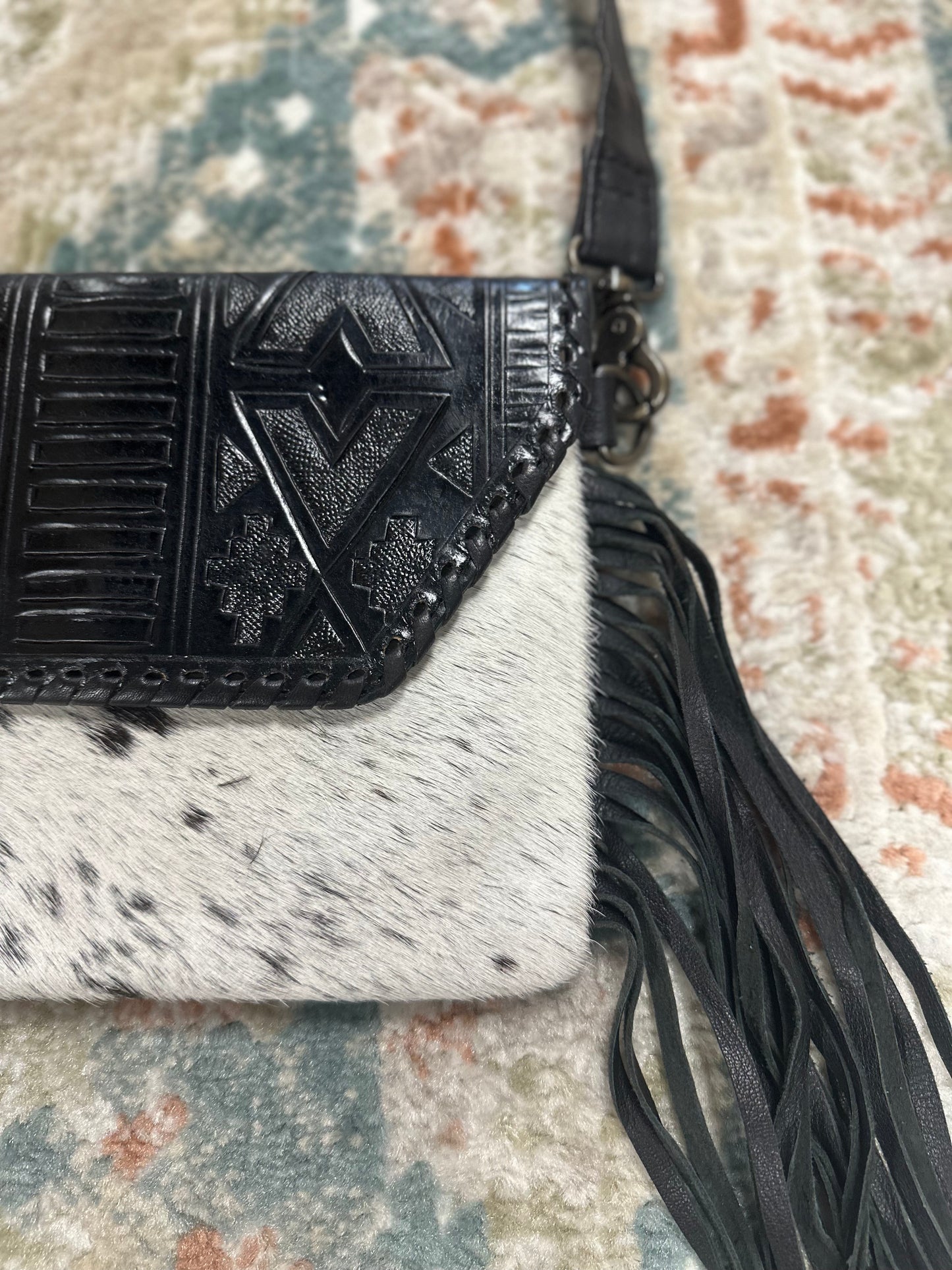 Dark Horse Cowhide Fringe Purse