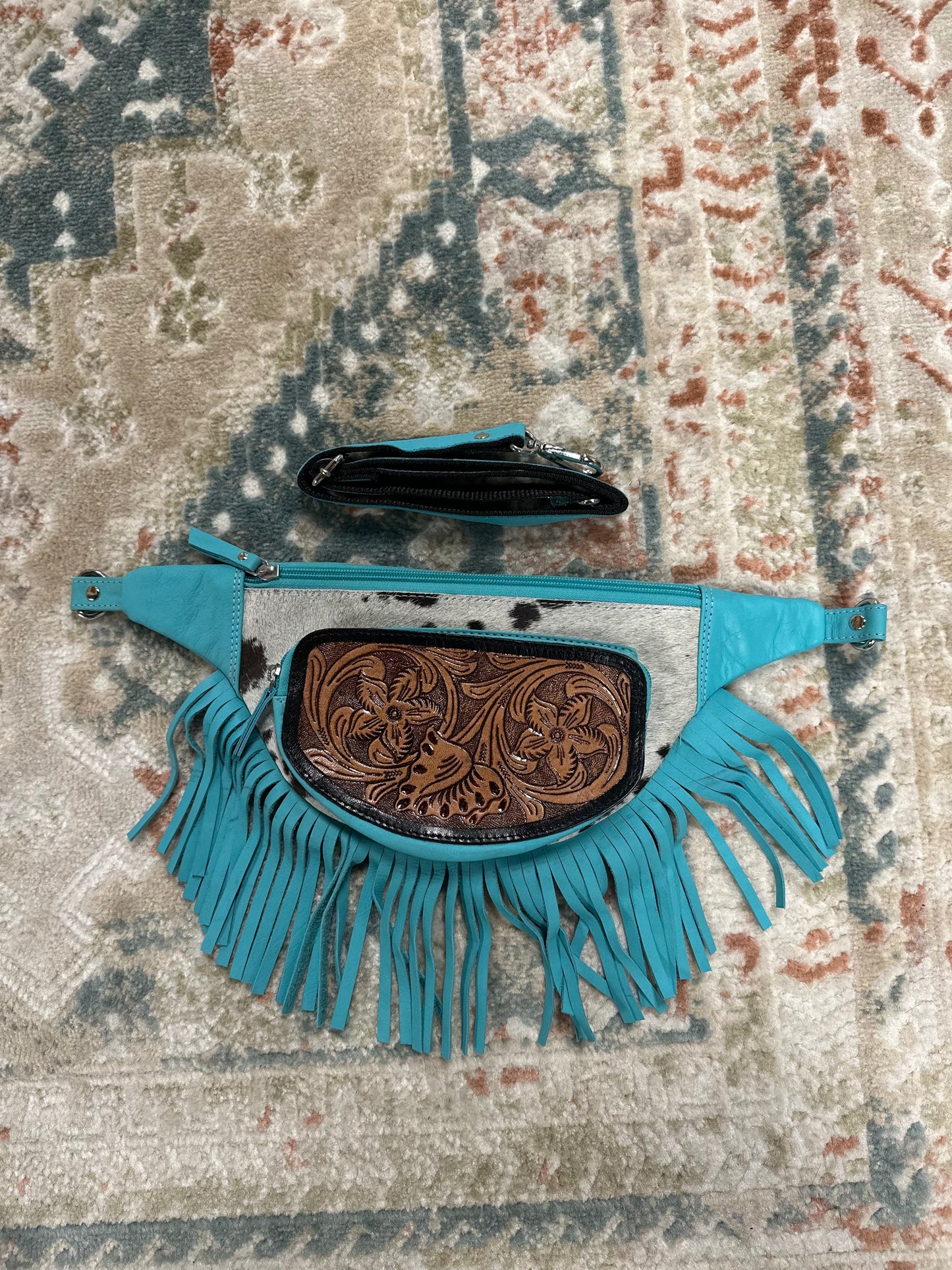 Barbie Cowhide Belt Bag with Fringe