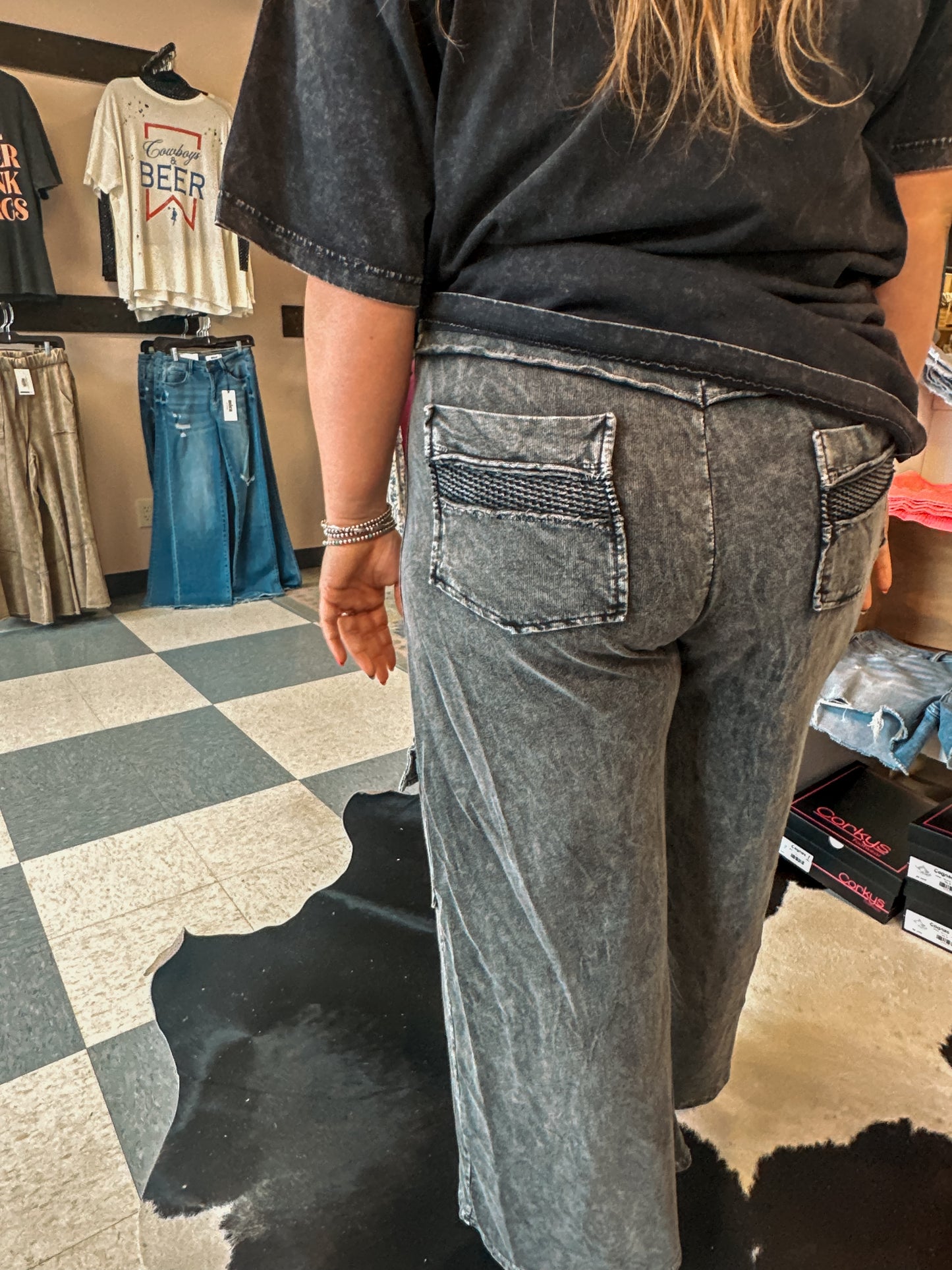 Washed Fishnet Pocket Cargo Pants