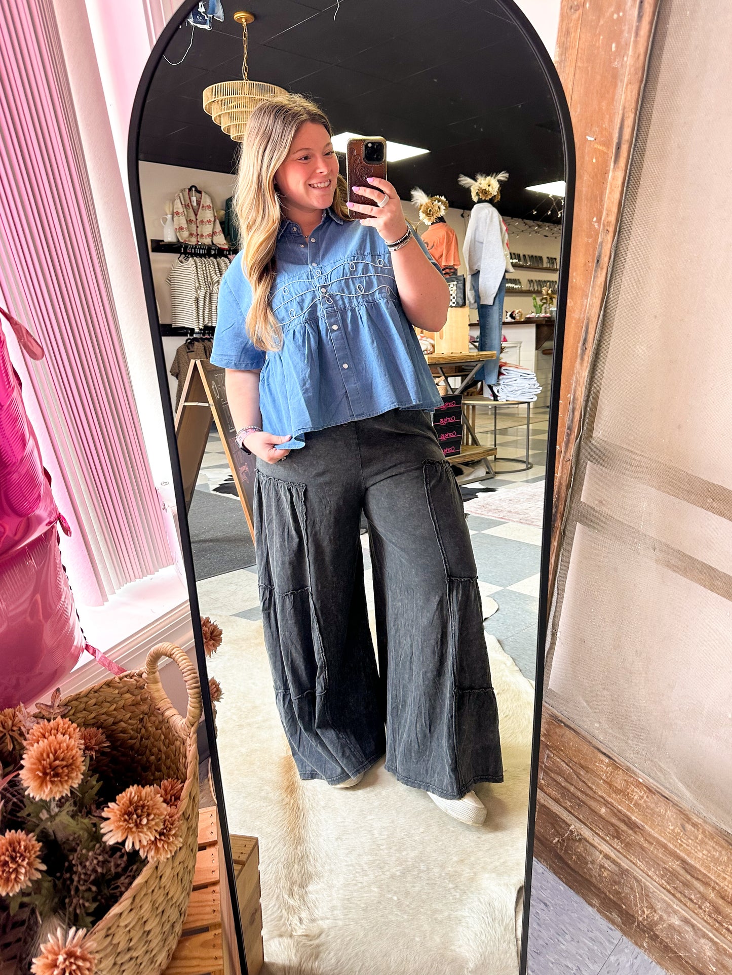 Denim Loopty Lou Button Down Top