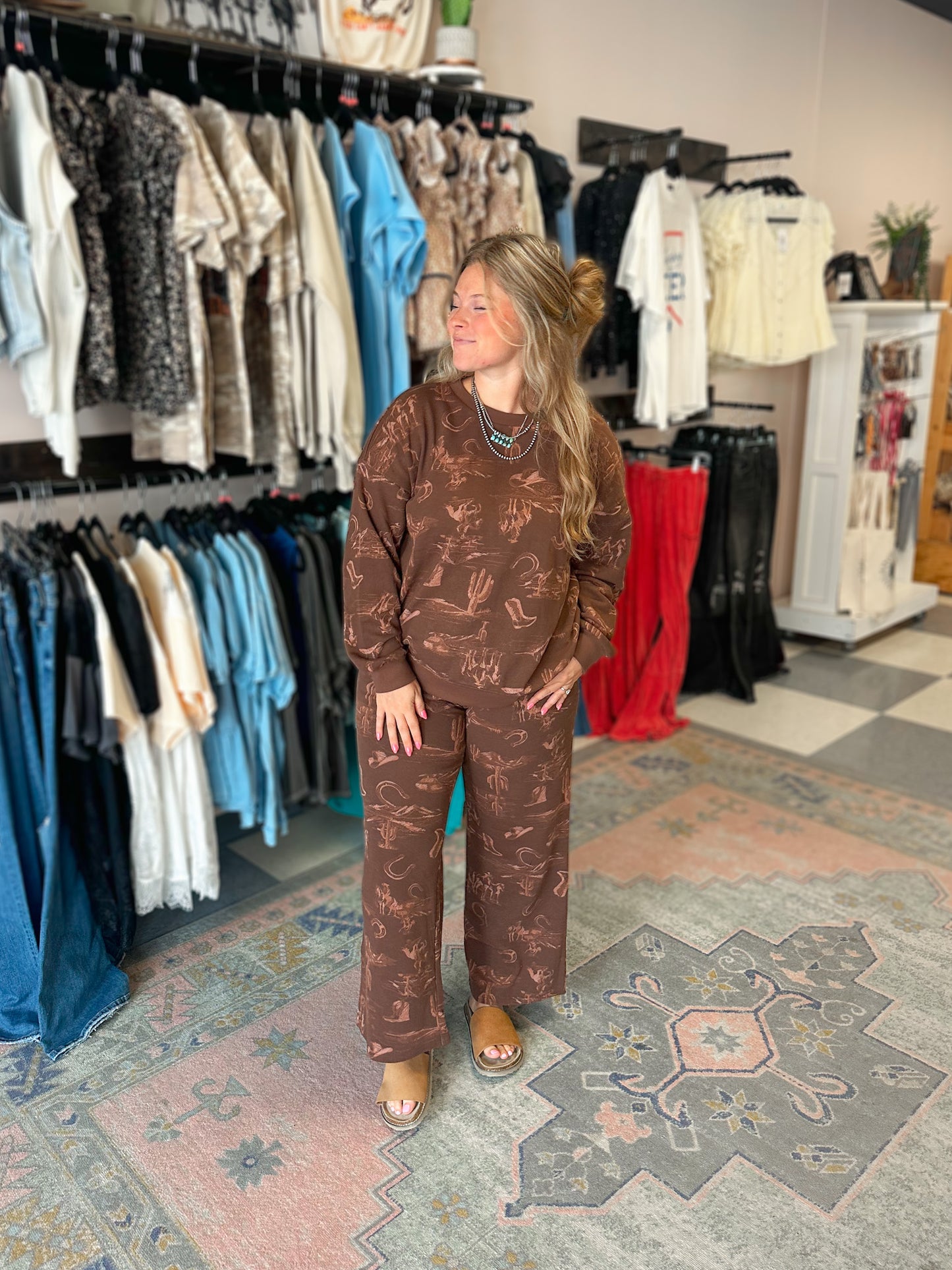 Wild West Printed Lounge Set Bottoms