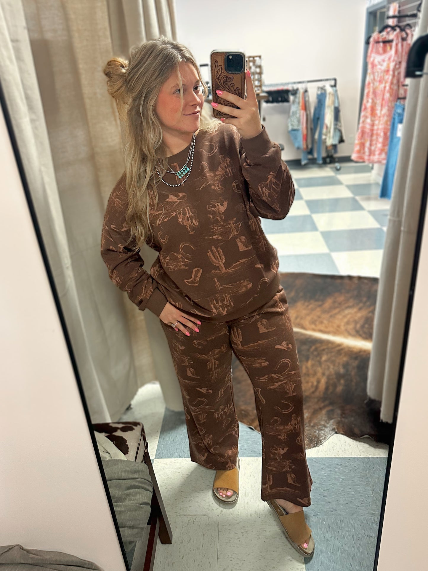 Wild West Printed Lounge Set Bottoms