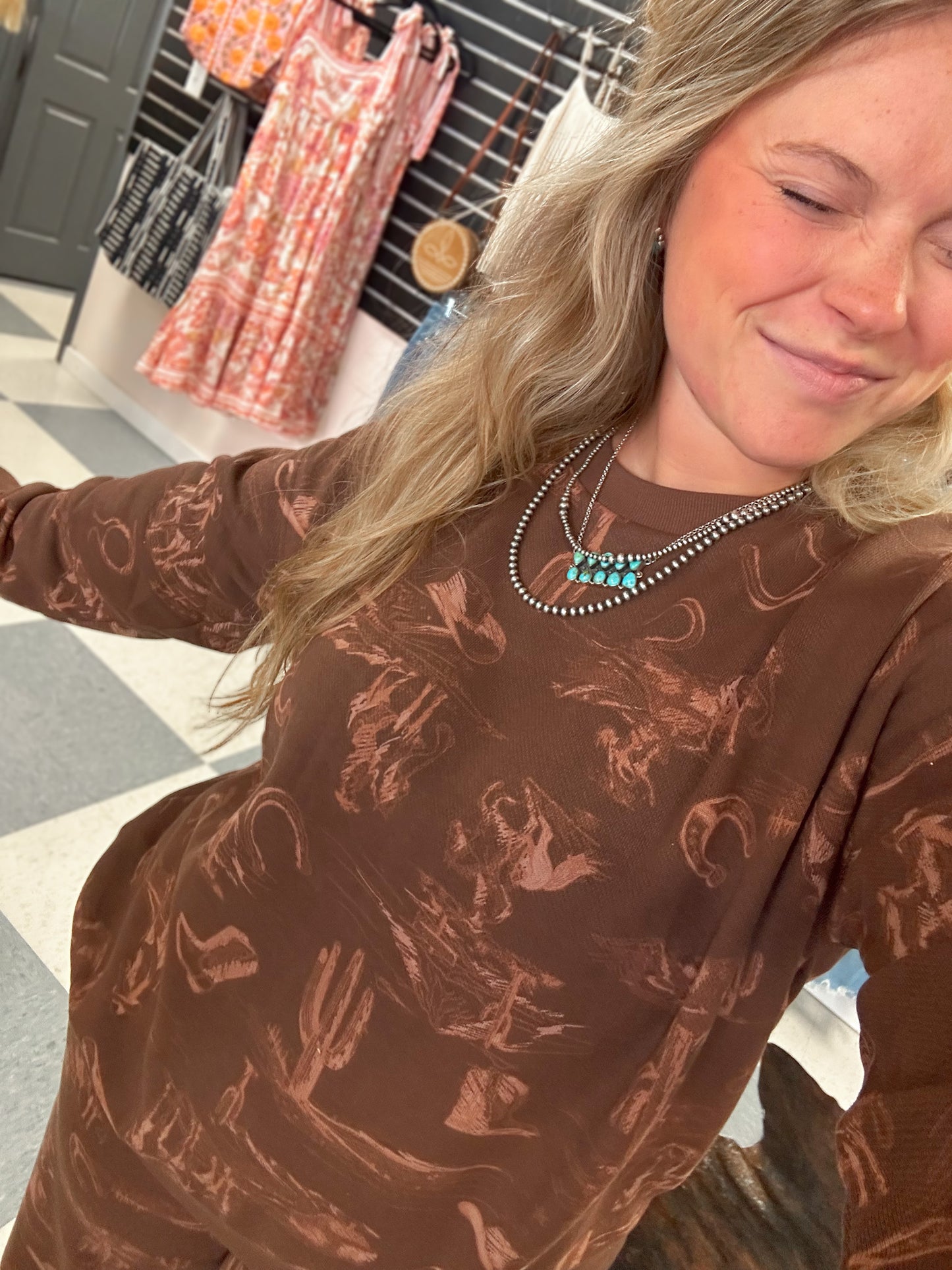 Wild West Printed Lounge Set Top