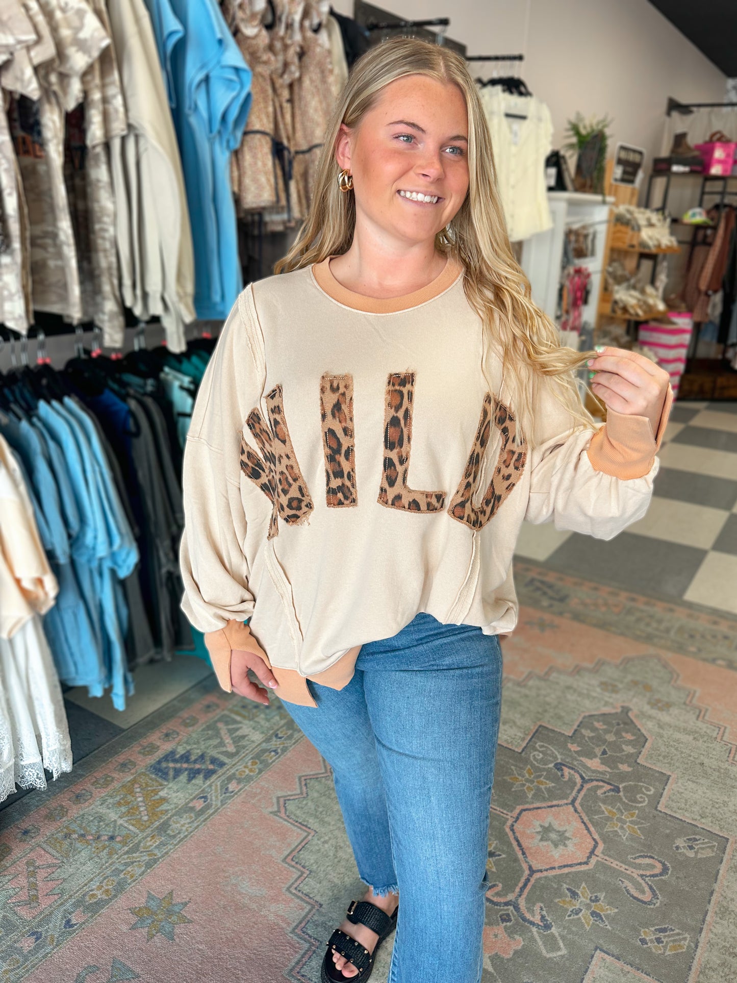WILD Washed Terry Knit Pullover