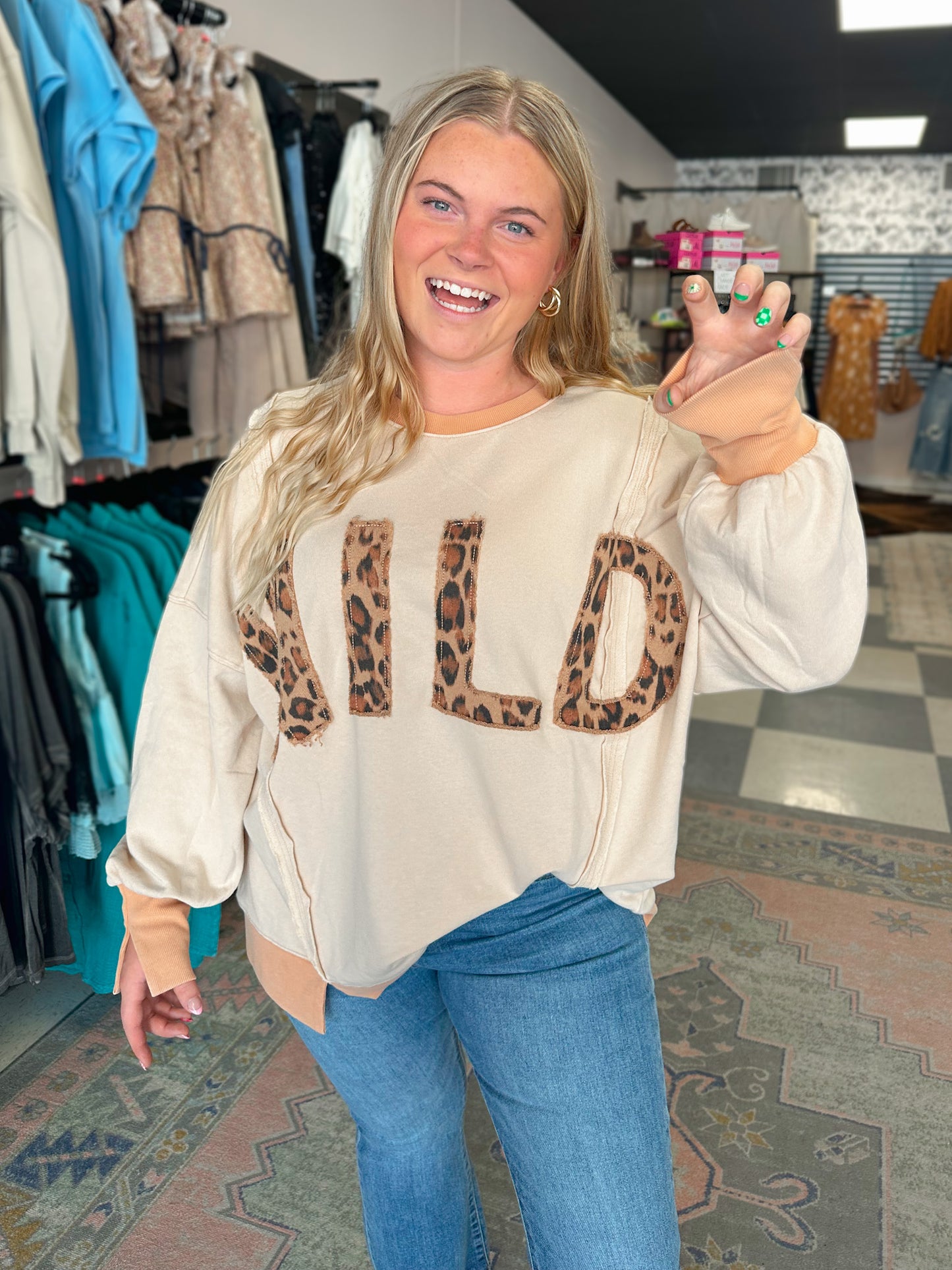 WILD Washed Terry Knit Pullover