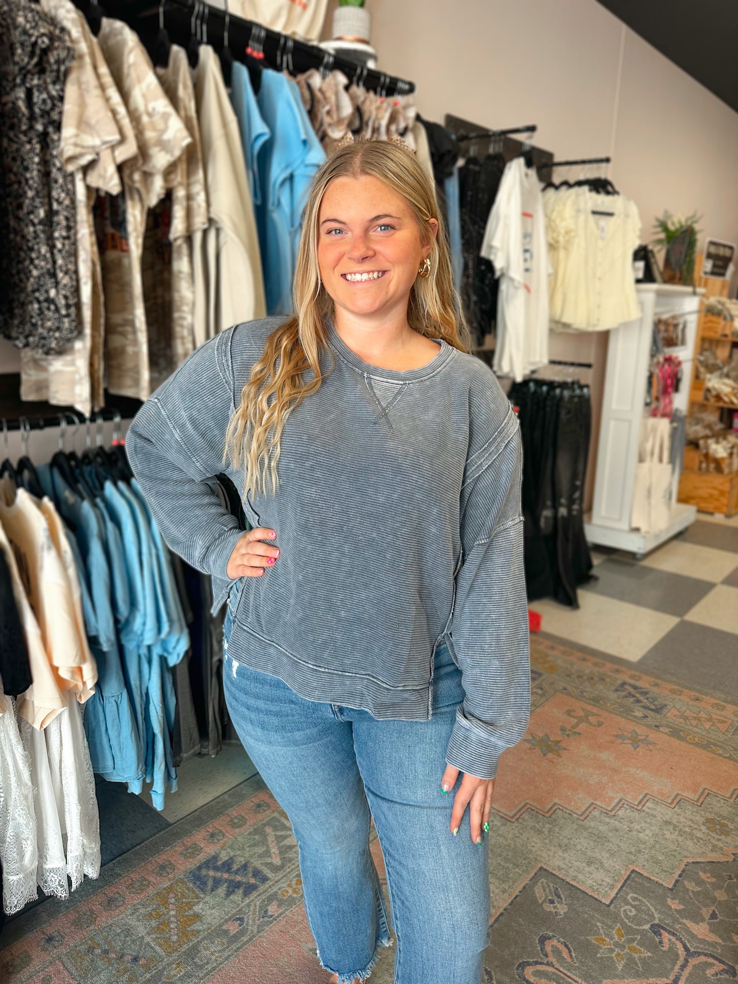 Daisey Denim Drop Shoulder Long Sleeve