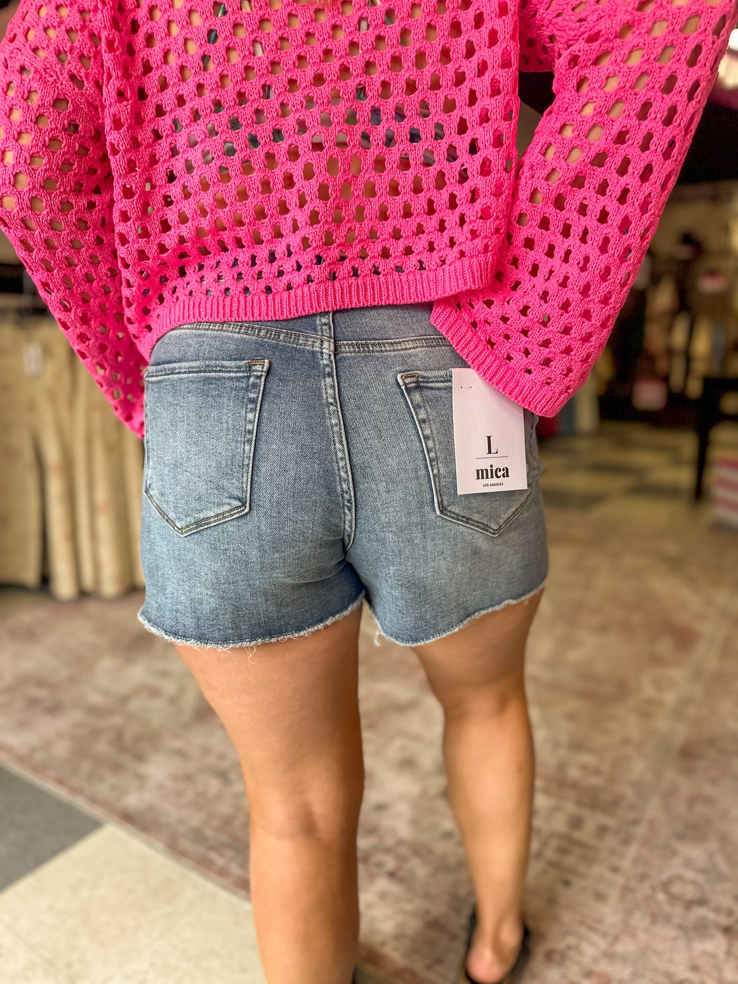 MICA: Grillo High Rise Medium Wash Shorts