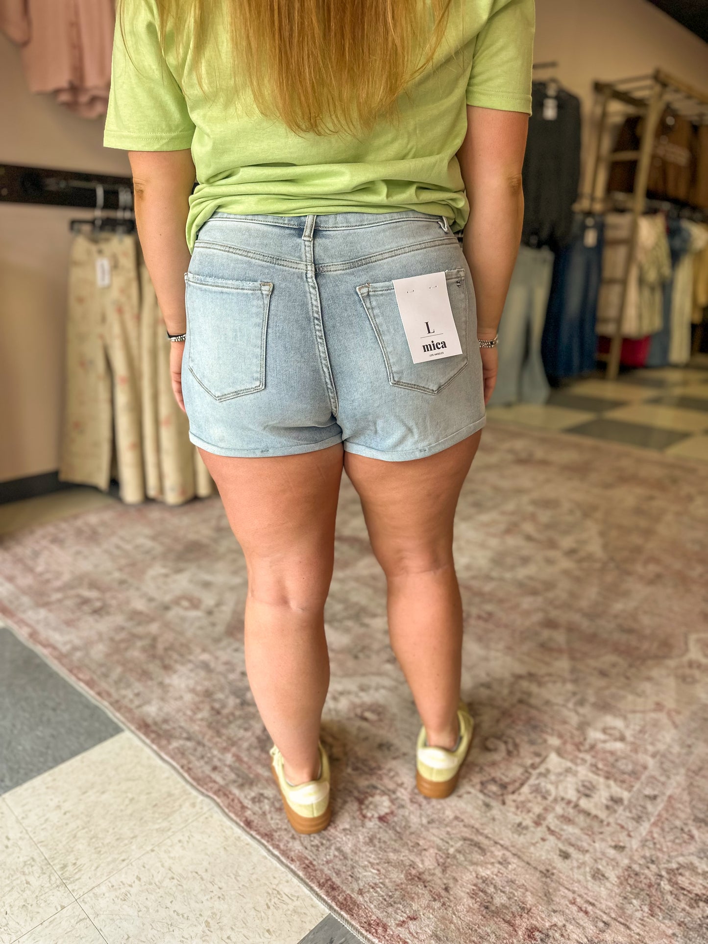 Mica: Super High-Rise Light Wash Shorts