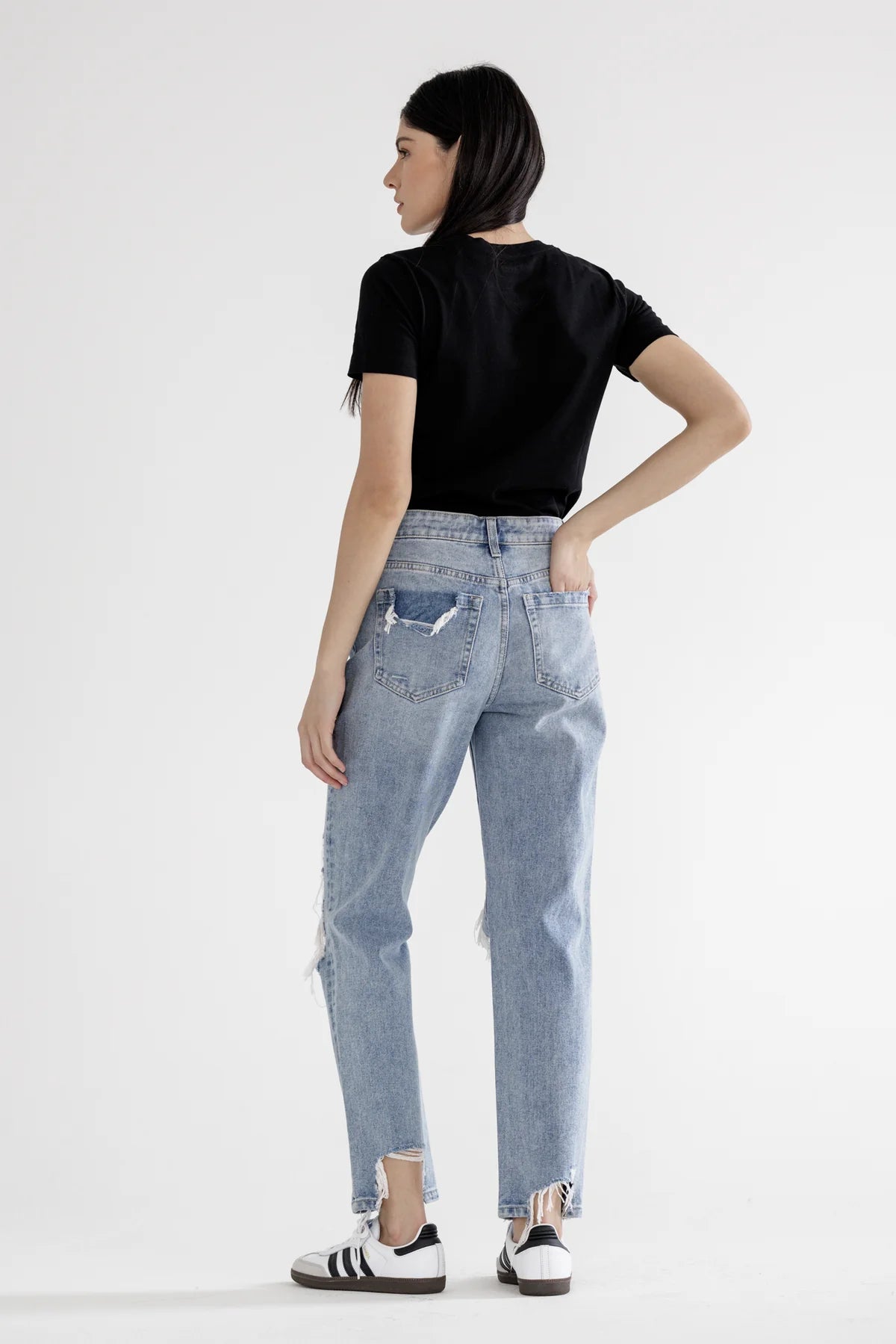 Mica: Super High-Rise Distressed Straight Jeans