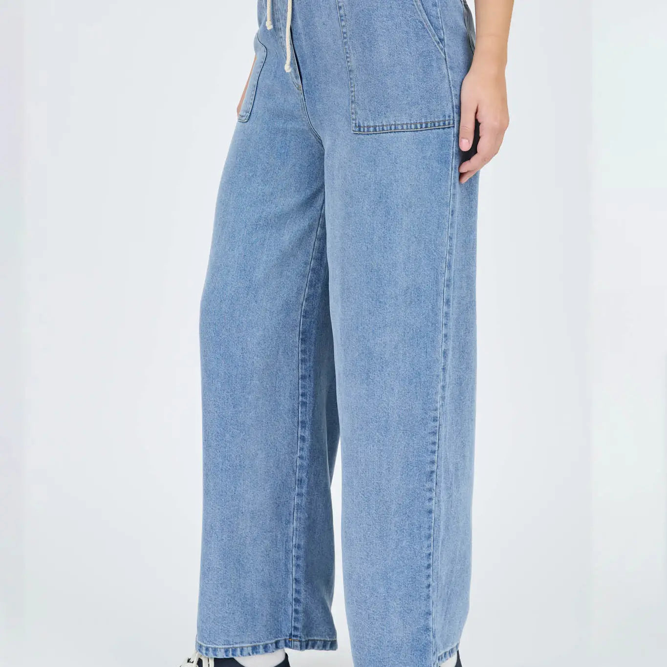 High Waist Wide Leg Chambray Pants