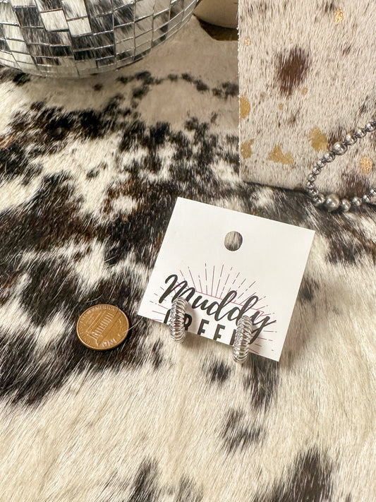 Juney Silver Hoops: White Gold Dipped