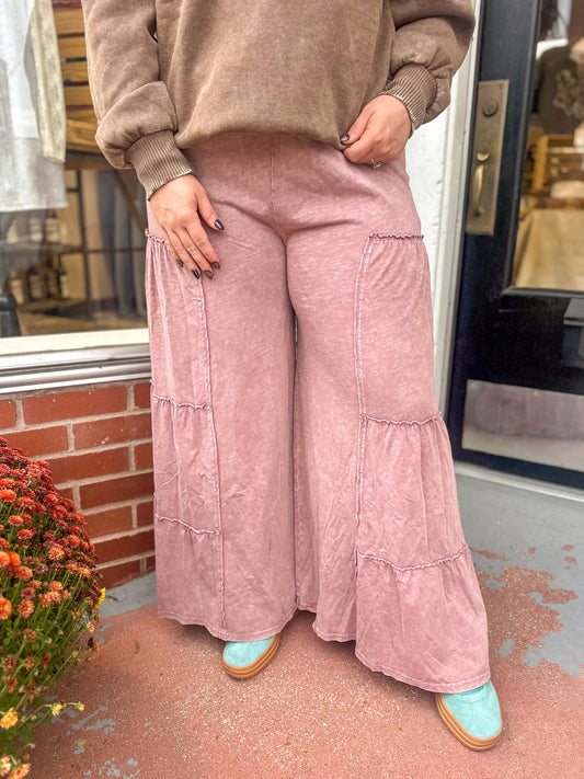 Mauve Tiered Flowy Pants