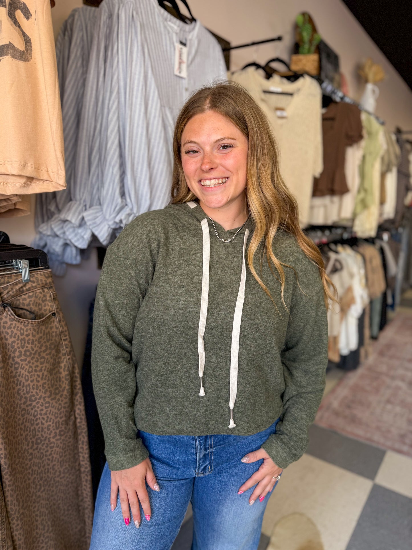 Olive Soft Brushed Hacci Hoodie