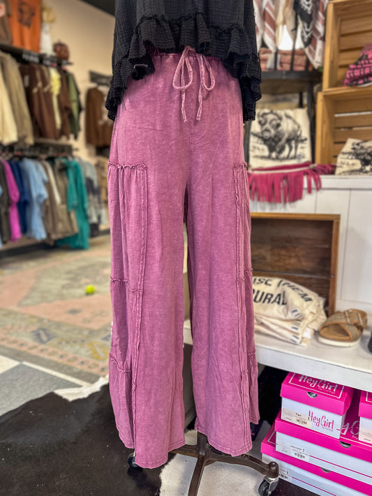 Raspberry Tiered Flowy Pants