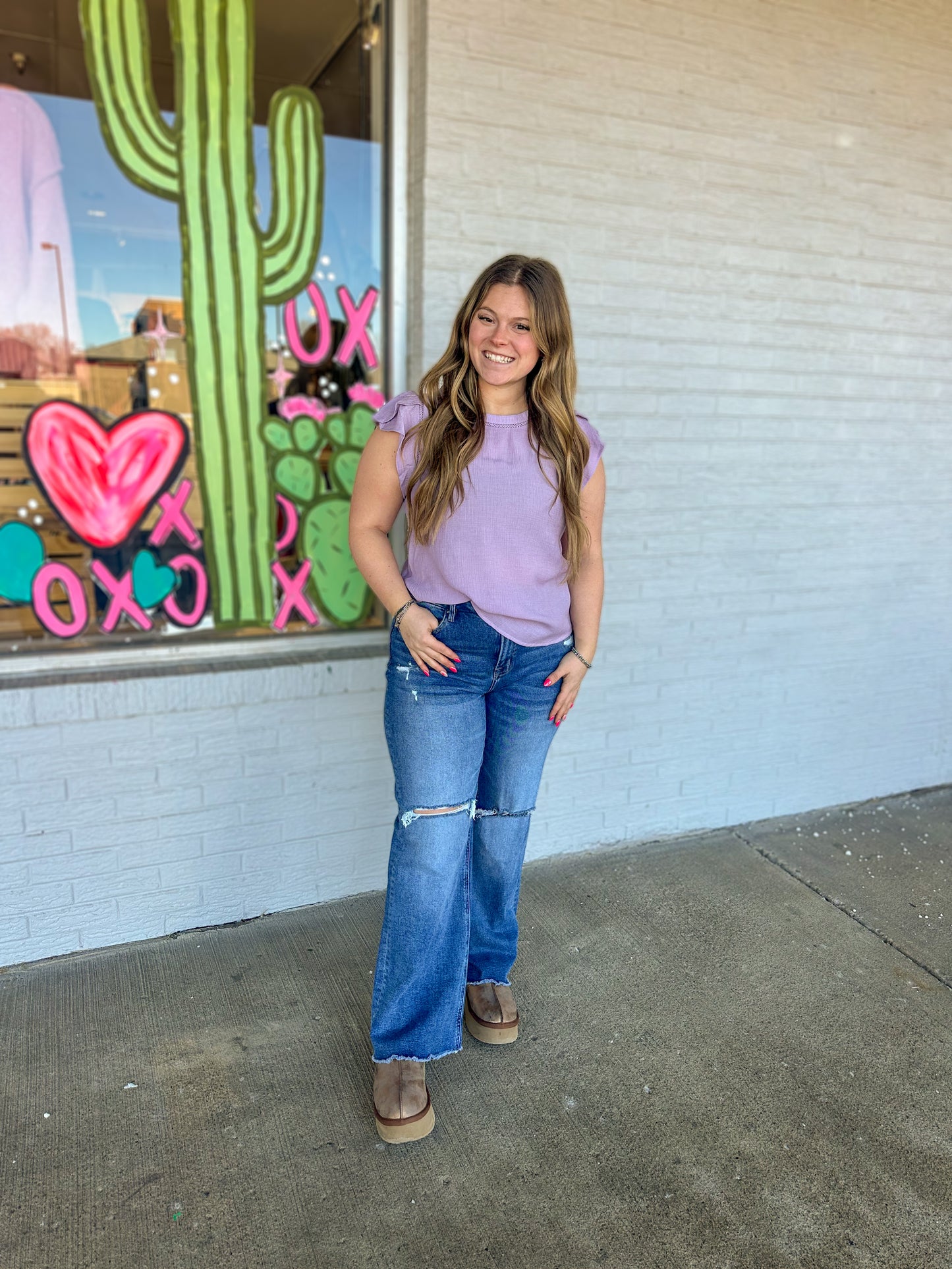 Tulip Sleeve Buttoned Blouse