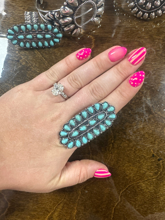 Desert Concho Stretch Ring in Turquoise