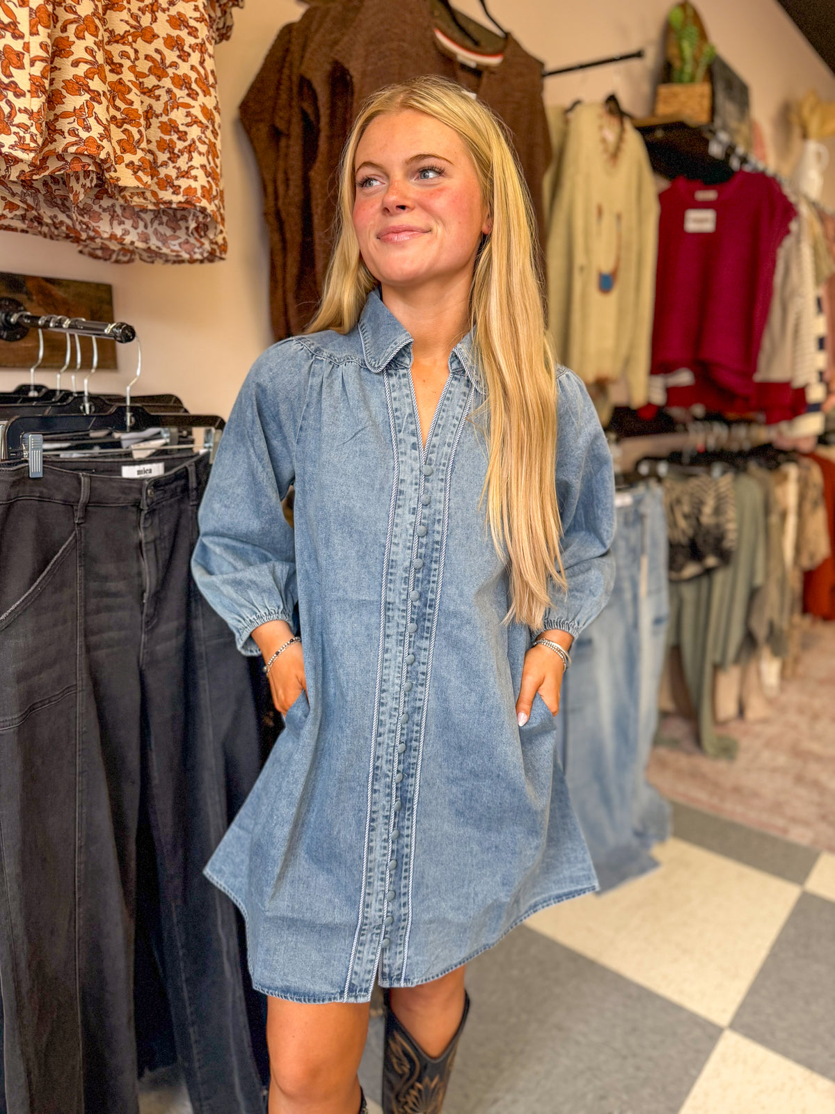 Salina Washed Denim Dress